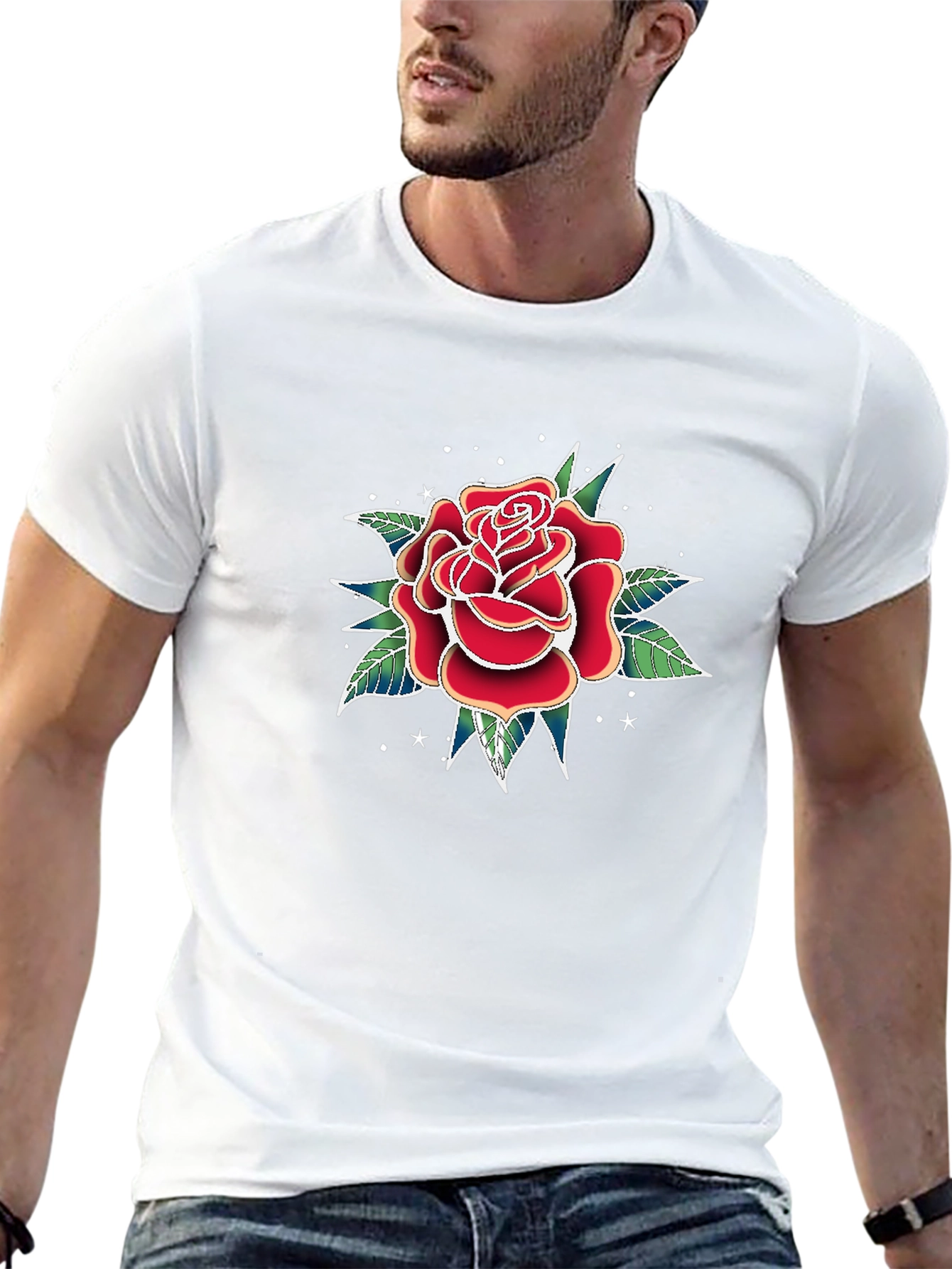 Black Classic Rose Tattoo Graphic T-Shirt view 13