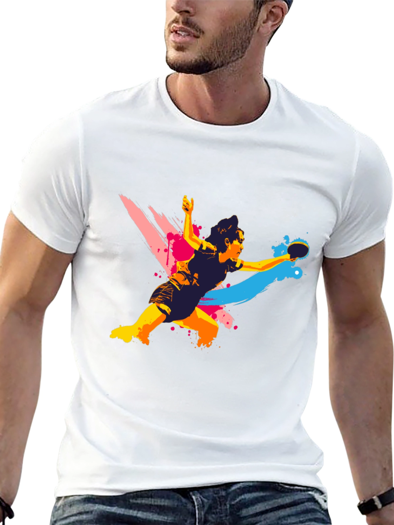 Black Ping Pong Player Graphic T-Shirt view 13