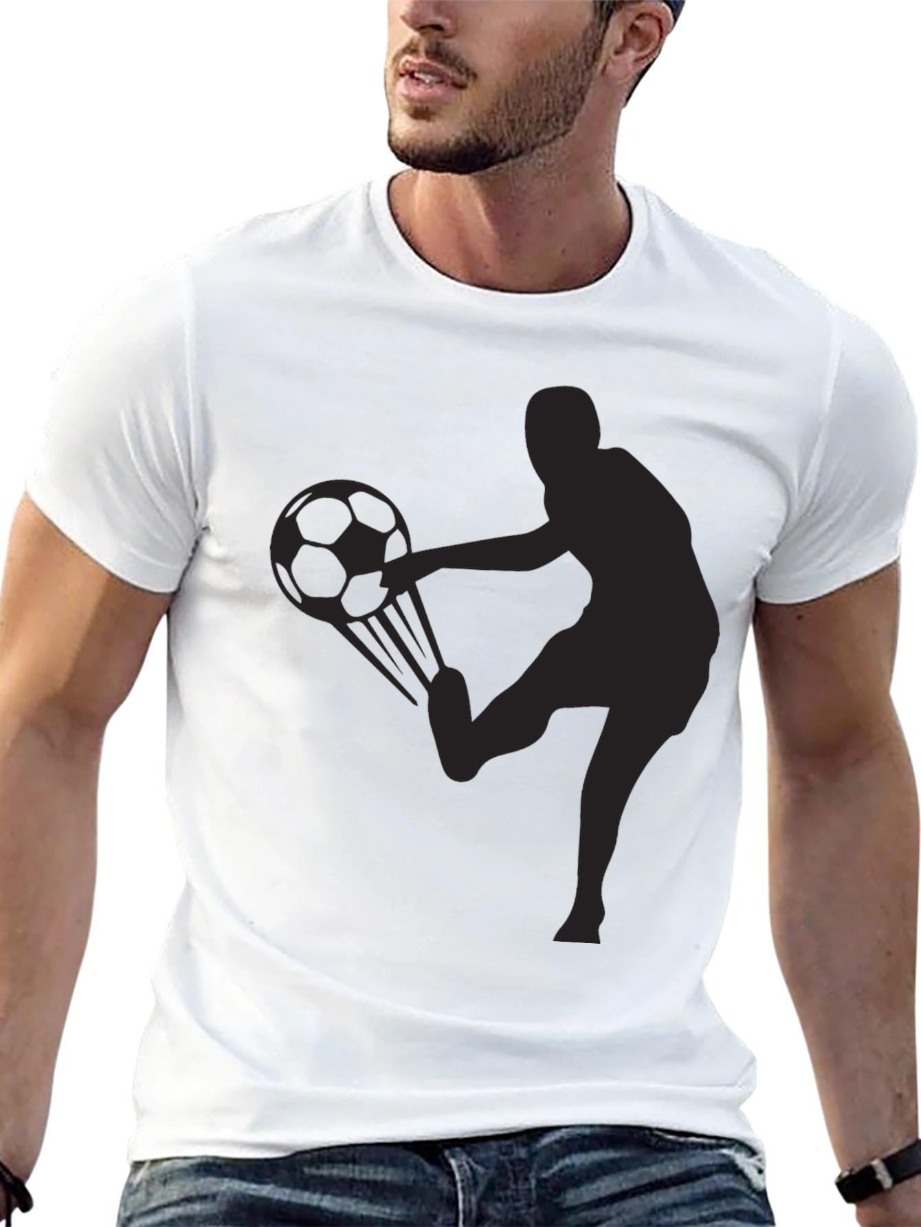 Black Soccer Kick T-Shirt - Black Graphic Tee view 13