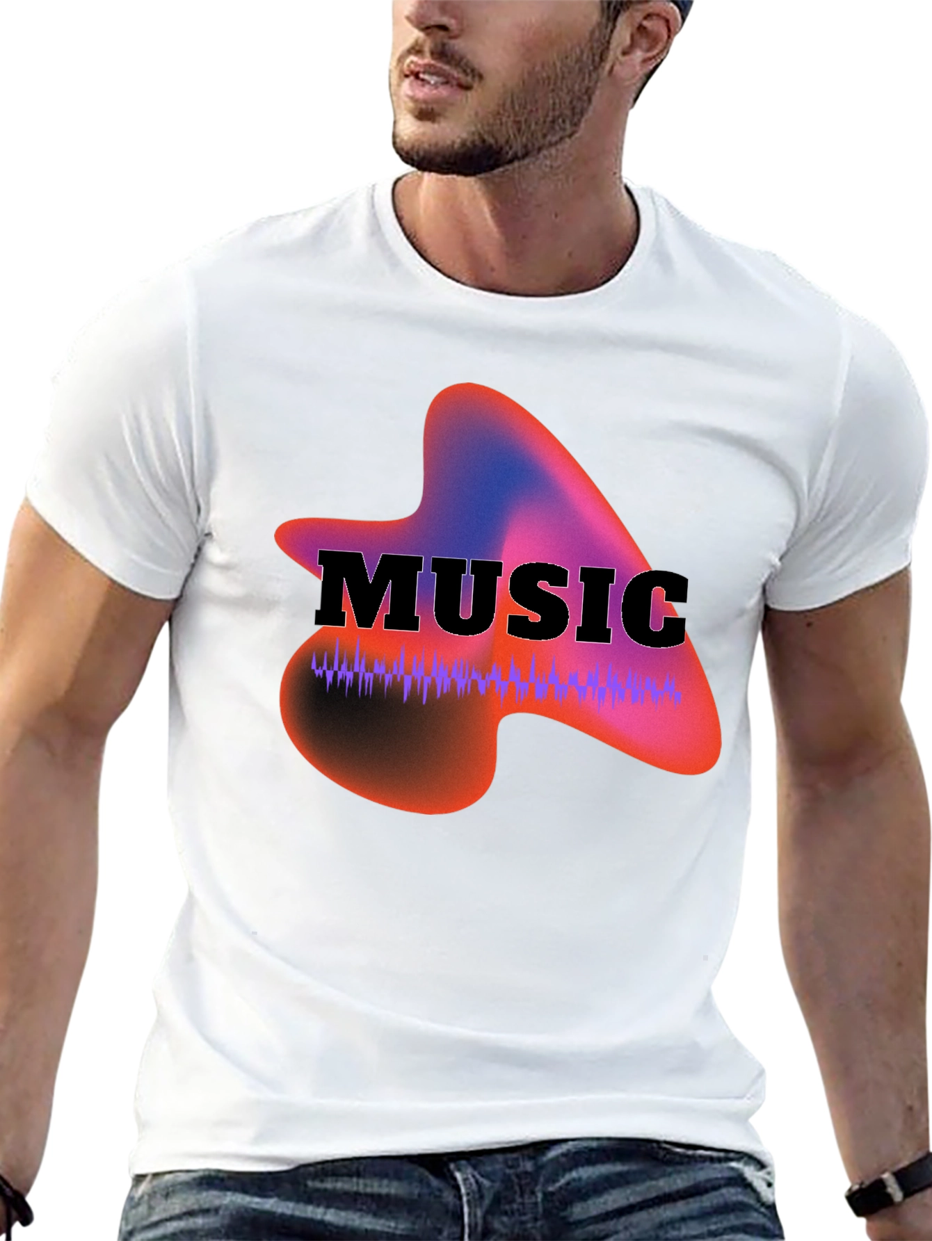 Black Music Waveform Graphic Black T-Shirt view 13
