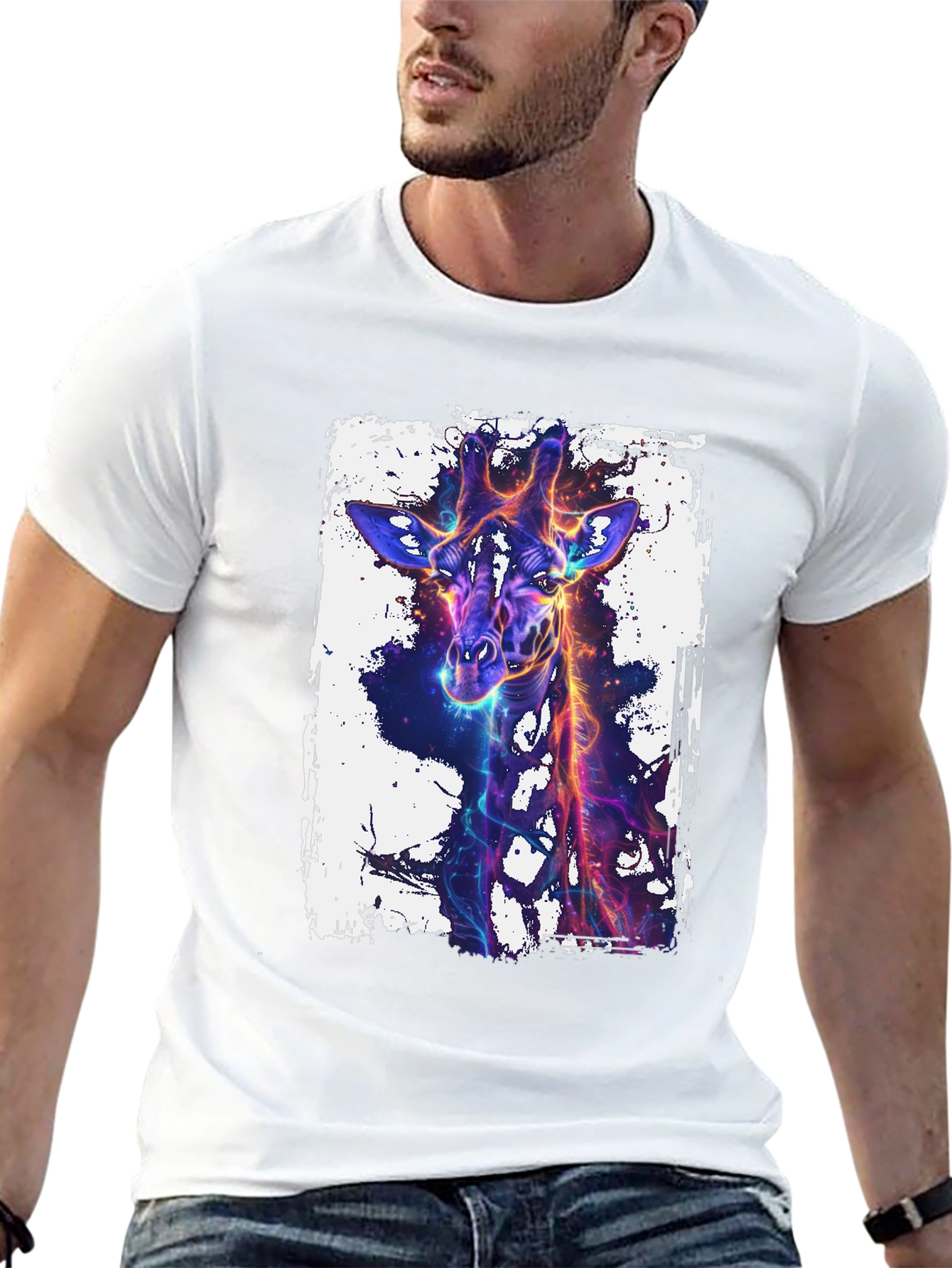 Black Neon Giraffe Graphic Tee - Black view 13