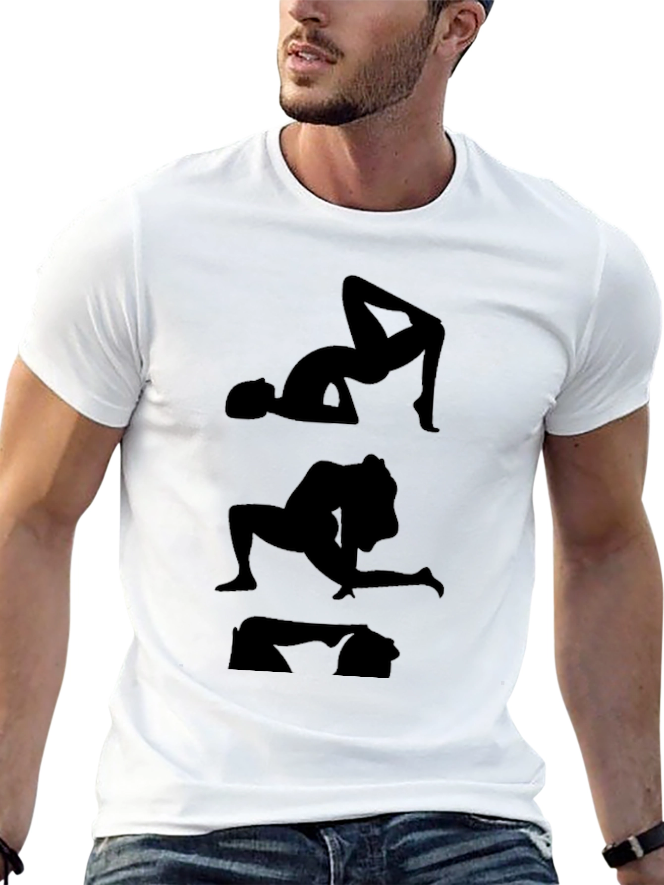 Black Silhouette Yoga Pose Graphic Tee - Black view 13