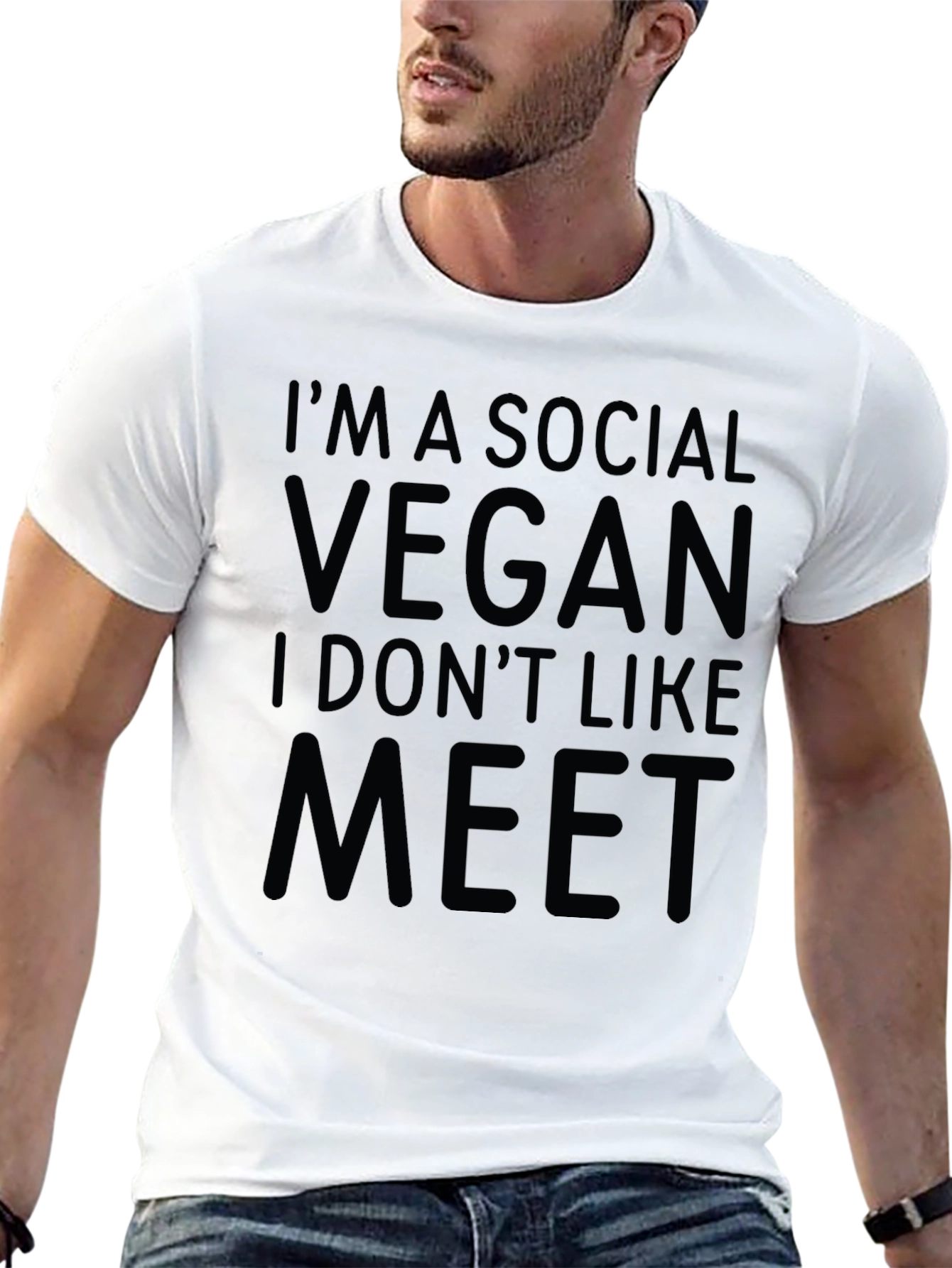 Black Social Vegan T-Shirt - Funny Veganism Tee view 13