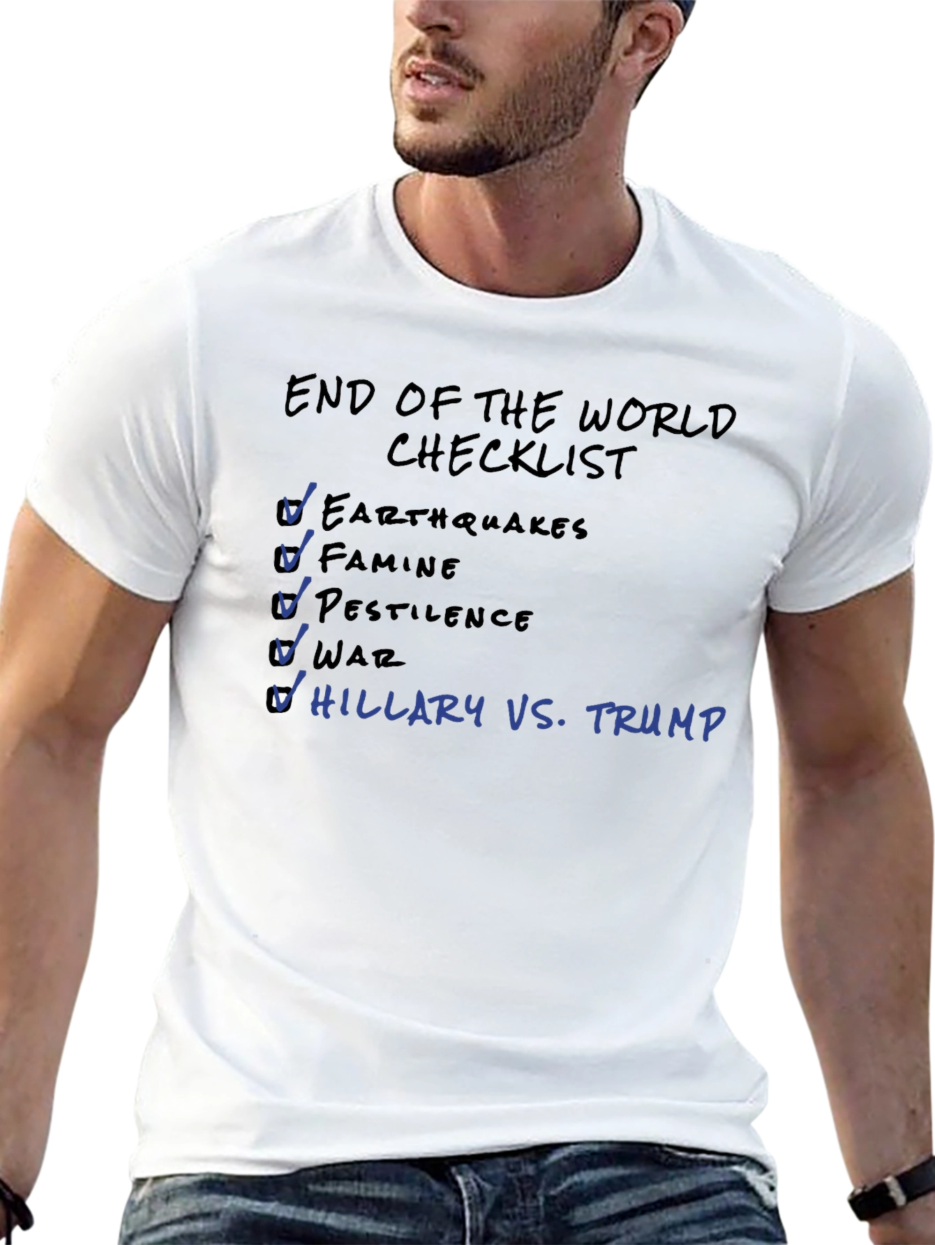 Black End of The World Checklist T-Shirt view 13