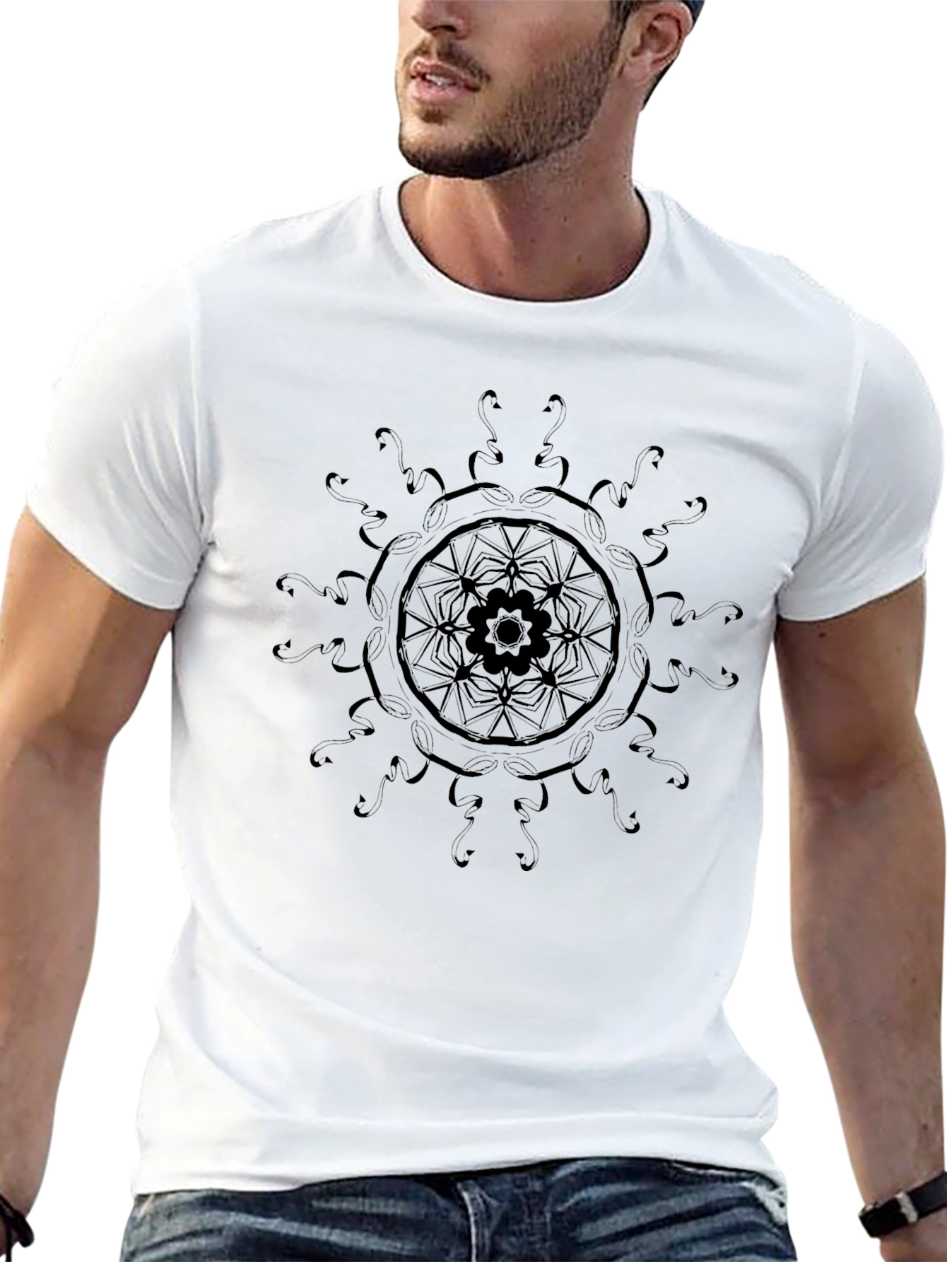Black Black Mandala Graphic Tee view 13