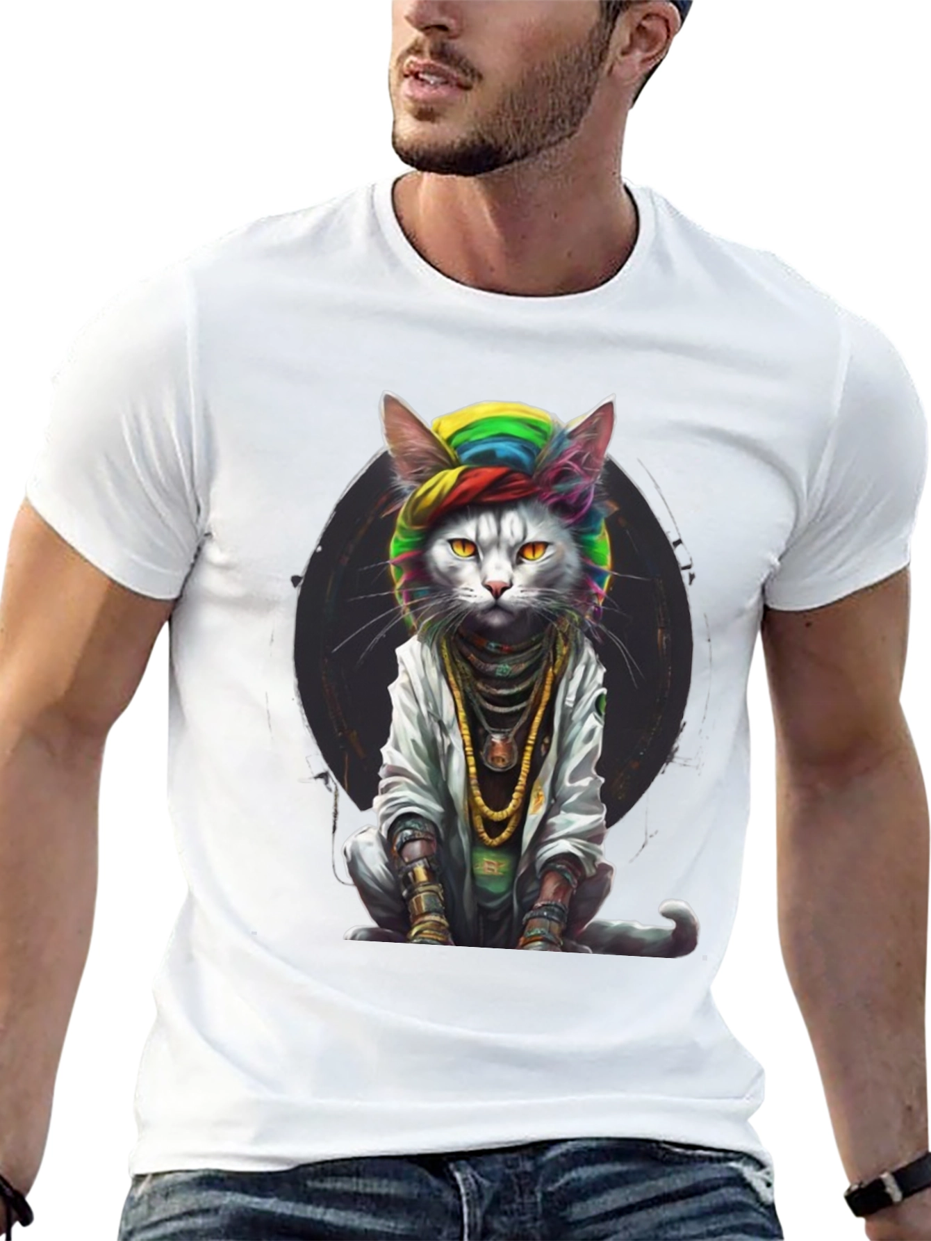 Black Cool Cat Graphic Tee view 13