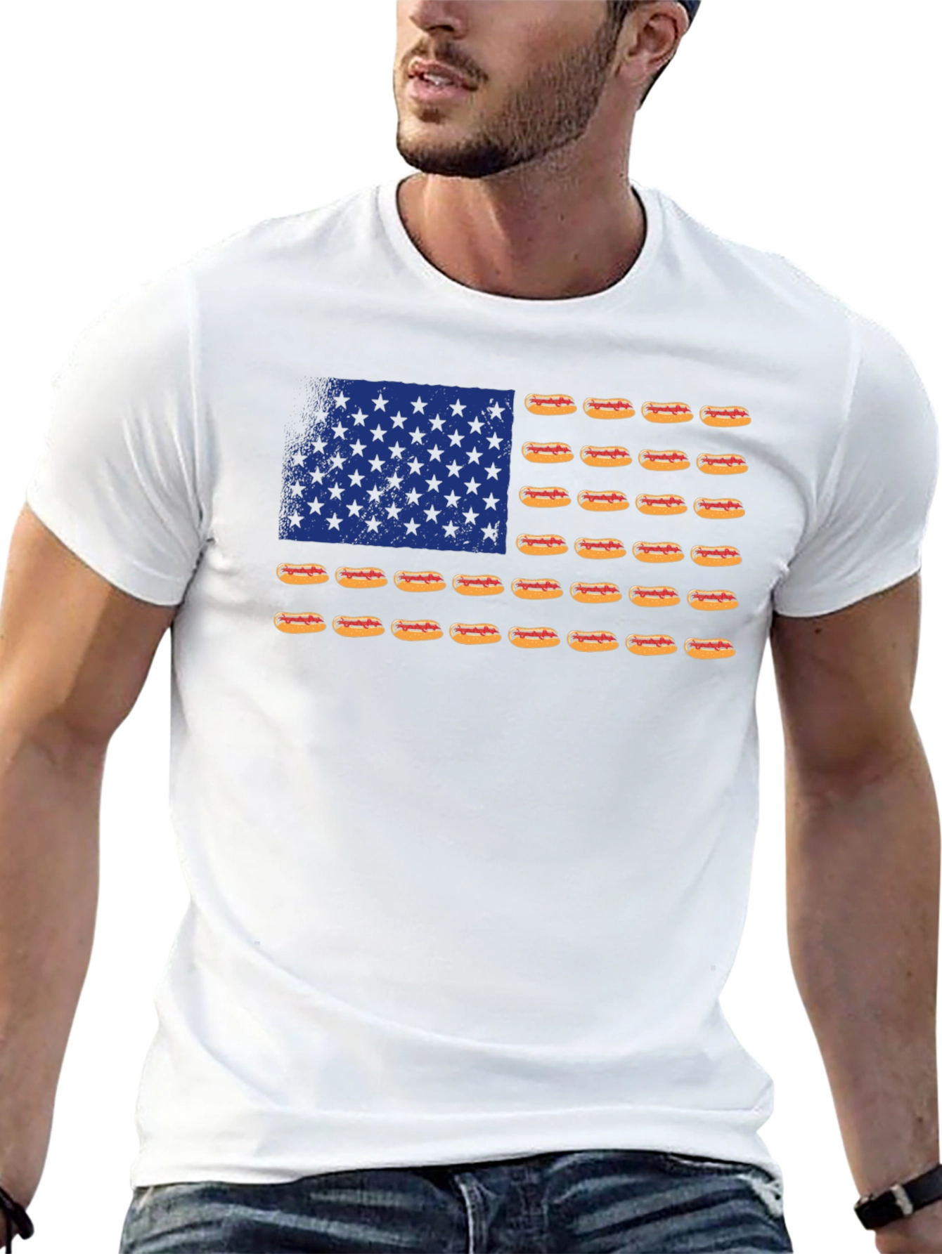 Black Hot Dog Flag T-Shirt - USA Patriotic Tee view 13