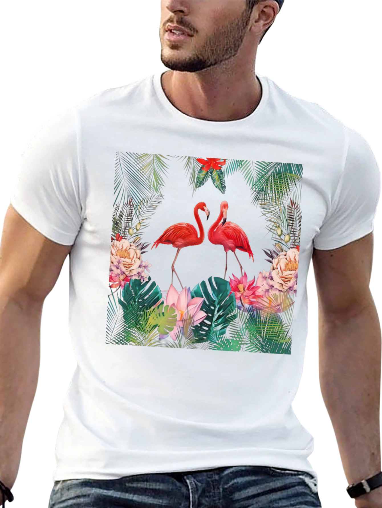 Black Tropical Flamingo Graphic Tee view 13