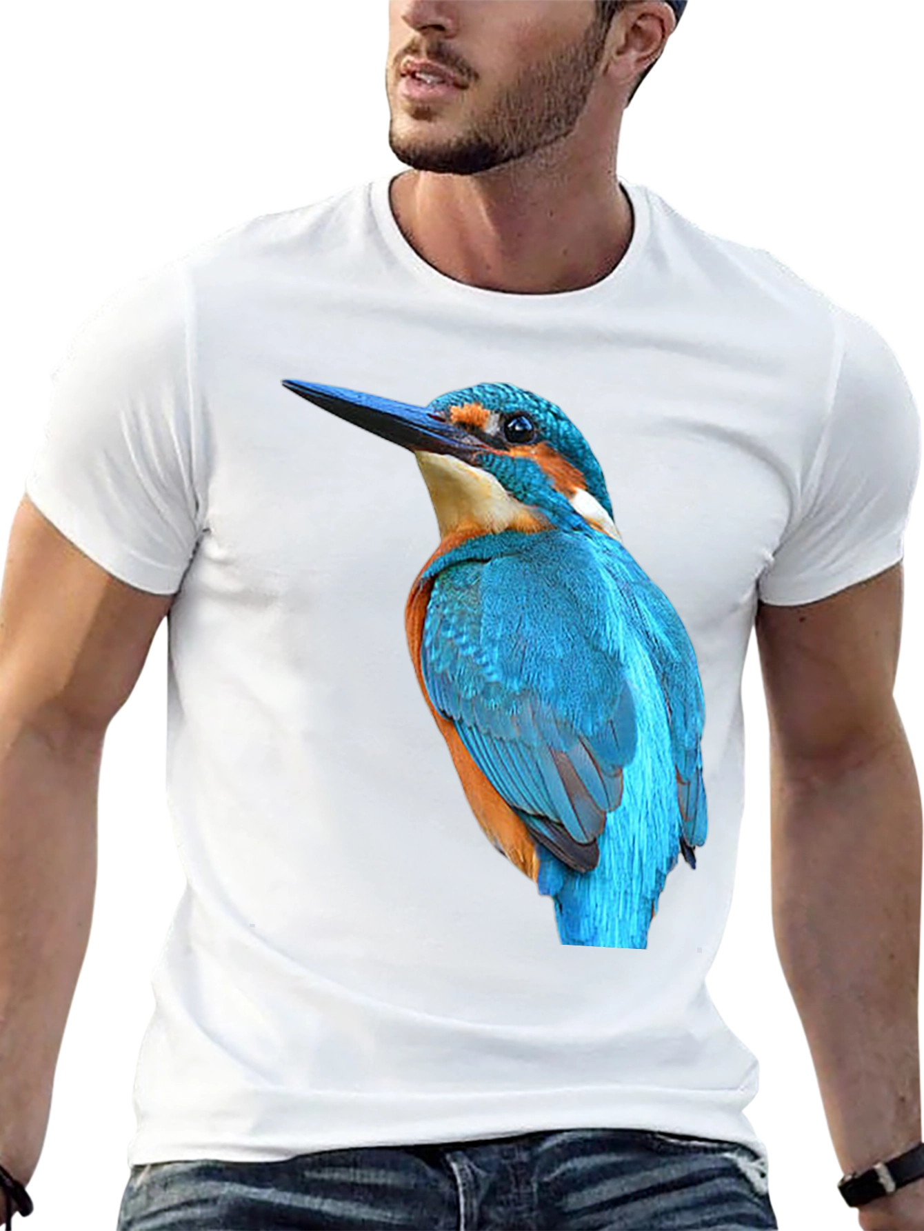 Black Kingfisher Bird Graphic Black T-Shirt view 13