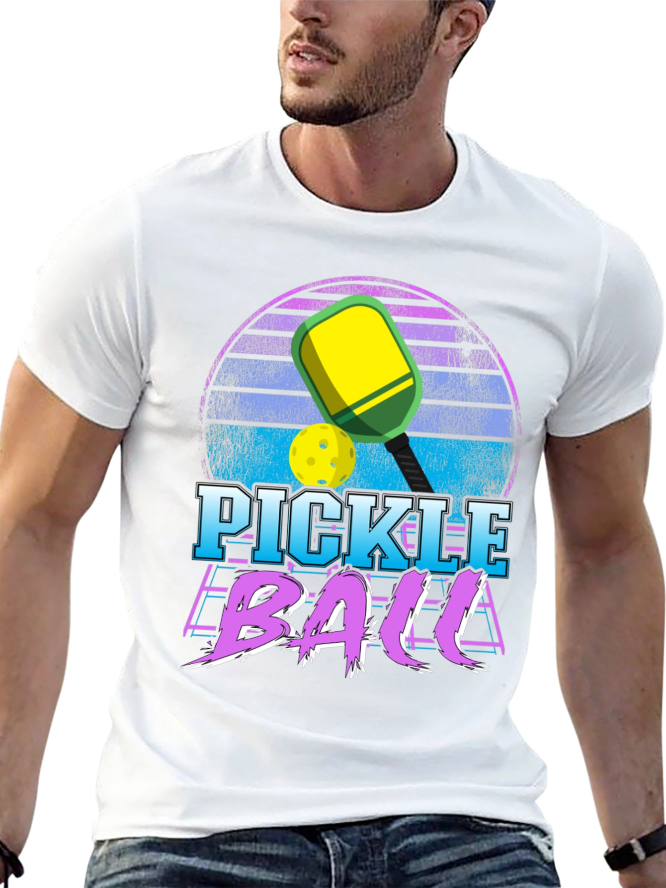 Black Retro Pickleball Graphic T-Shirt view 13