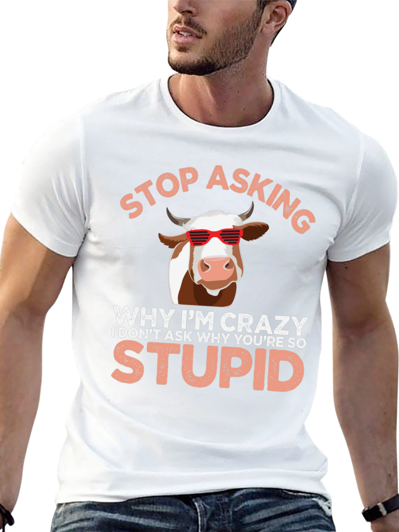 Black Crazy Cow T-Shirt: Funny Graphic Tee for Animal Lovers view 13
