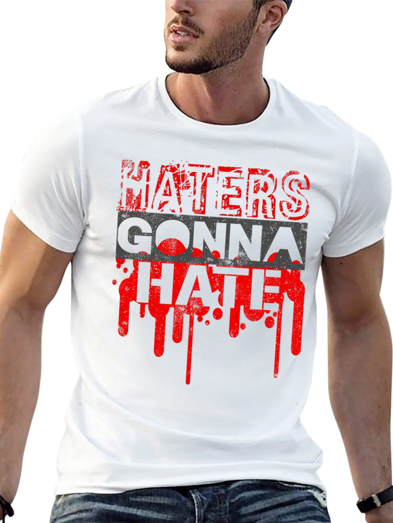 Black Haters Gonna Hate Graphic Tee - Men's Black T-Shirt view 13