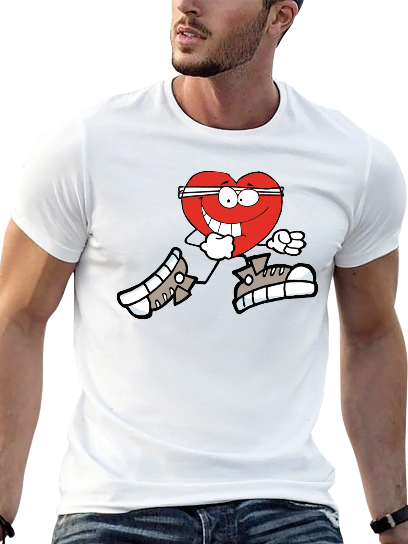 Black Running Heart Graphic Tee - Black Cotton Blend view 13