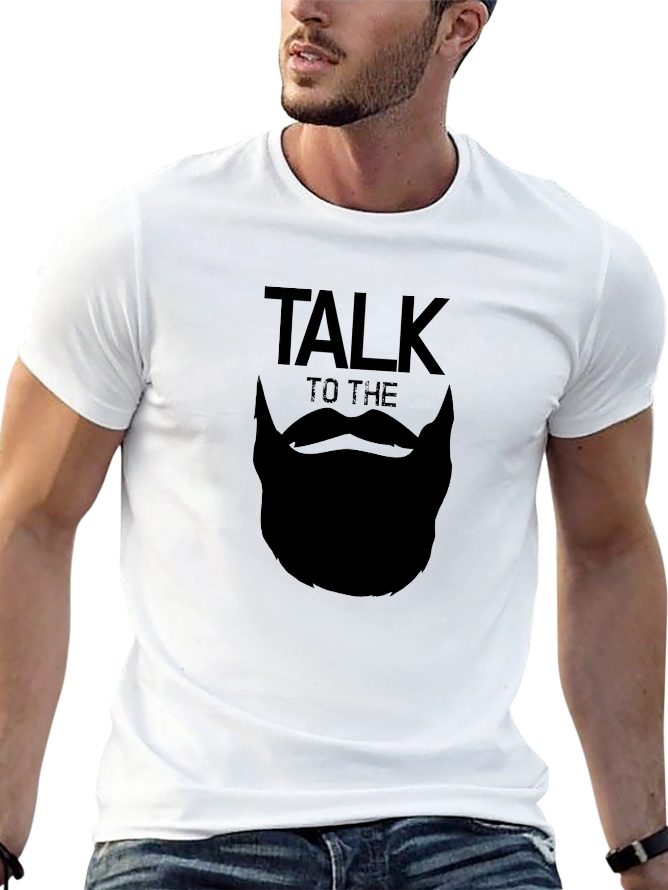 Black Talk to the Beard T-Shirt - Black Graphic Tee view 13