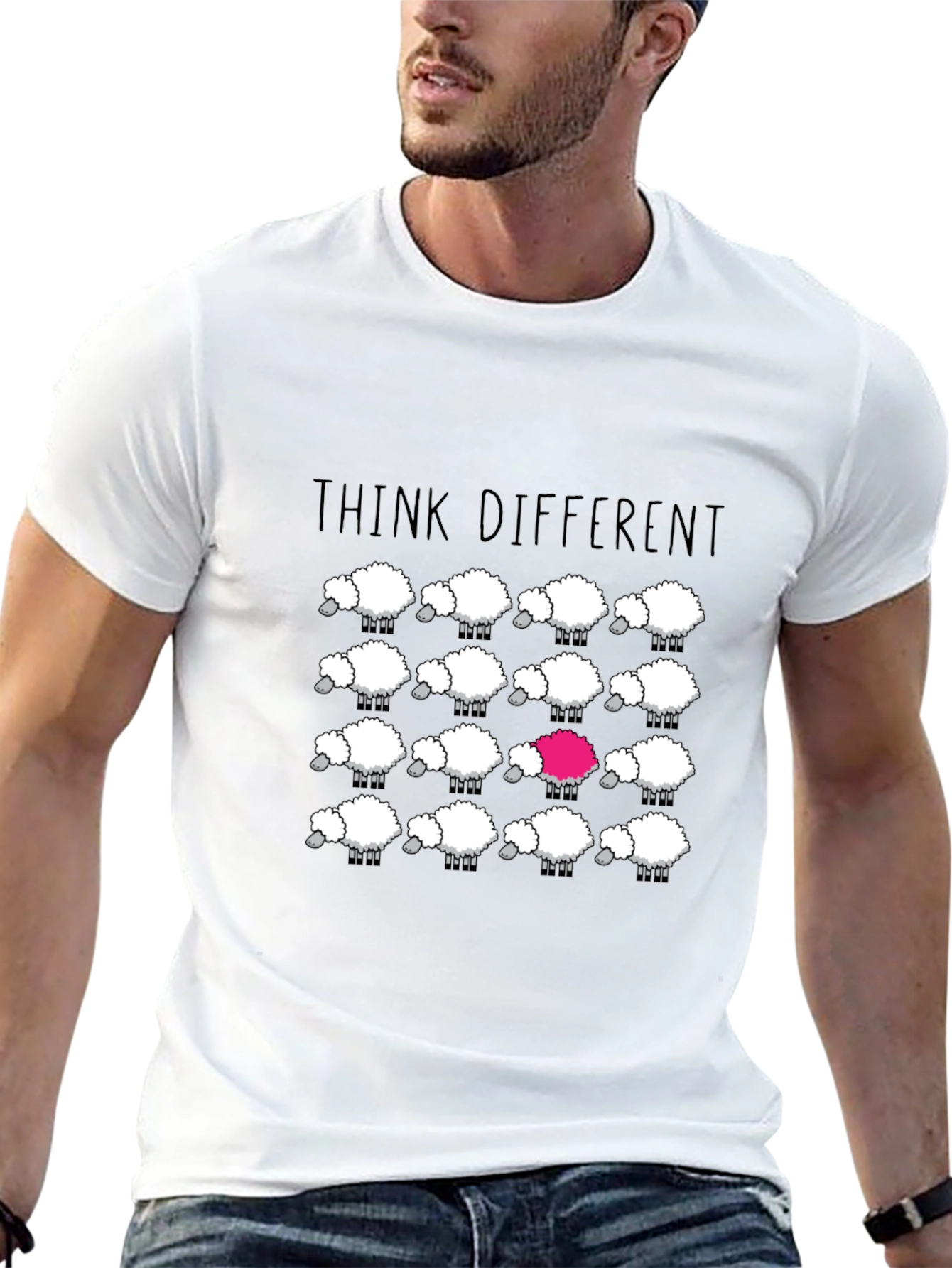 Black Think Different Sheep T-Shirt view 13