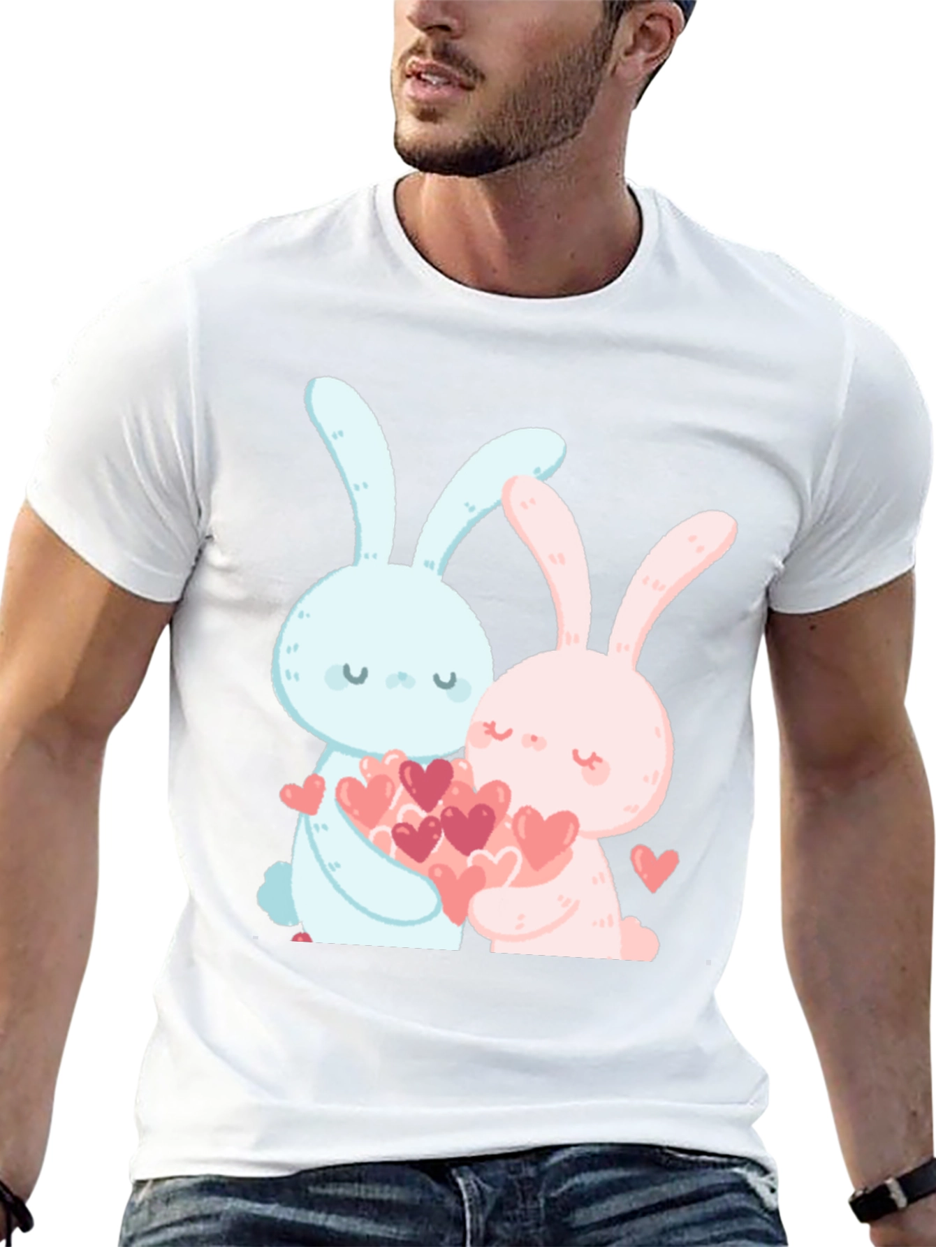 Black Valentine's Day Bunny Heart T-Shirt view 13