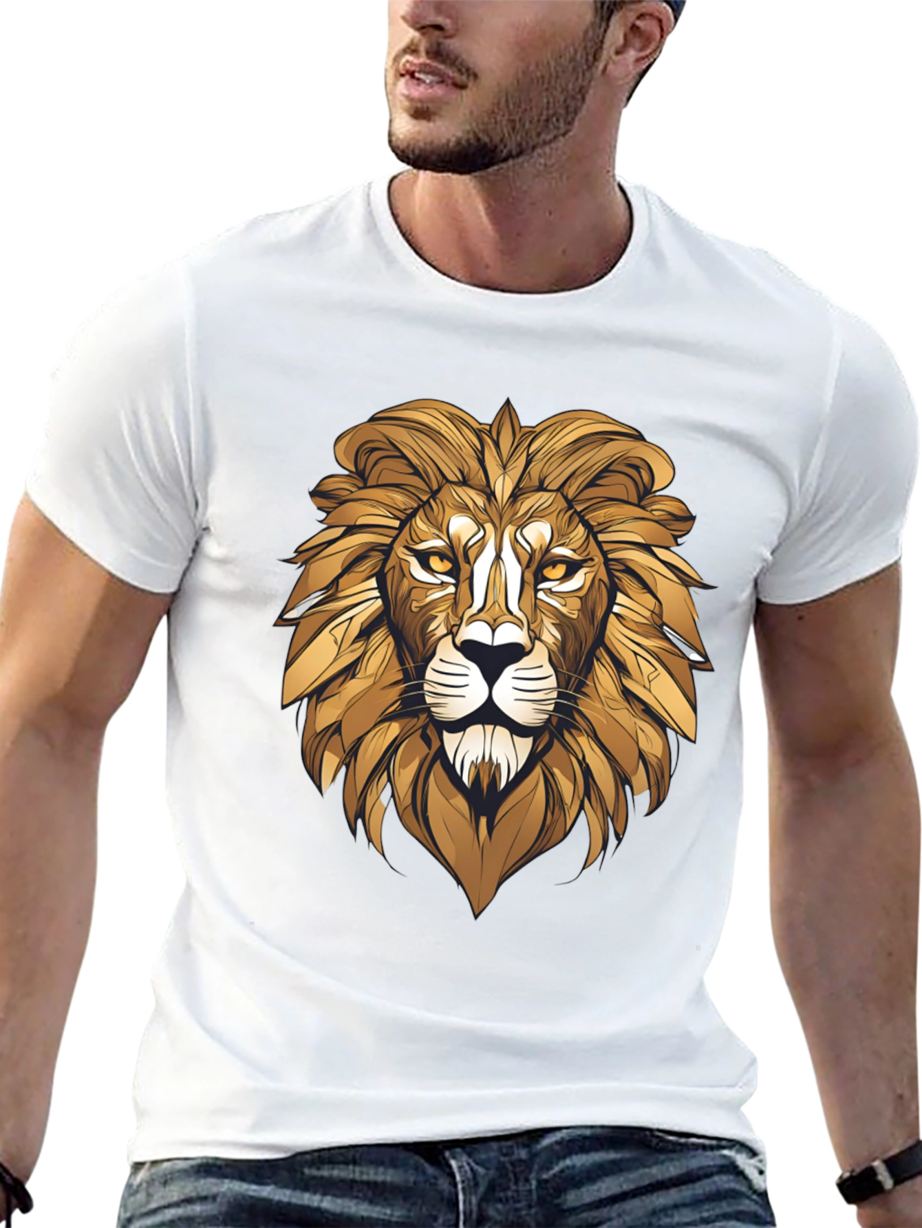 Black Bold Lion Graphic Tee - Black Cotton Blend view 13