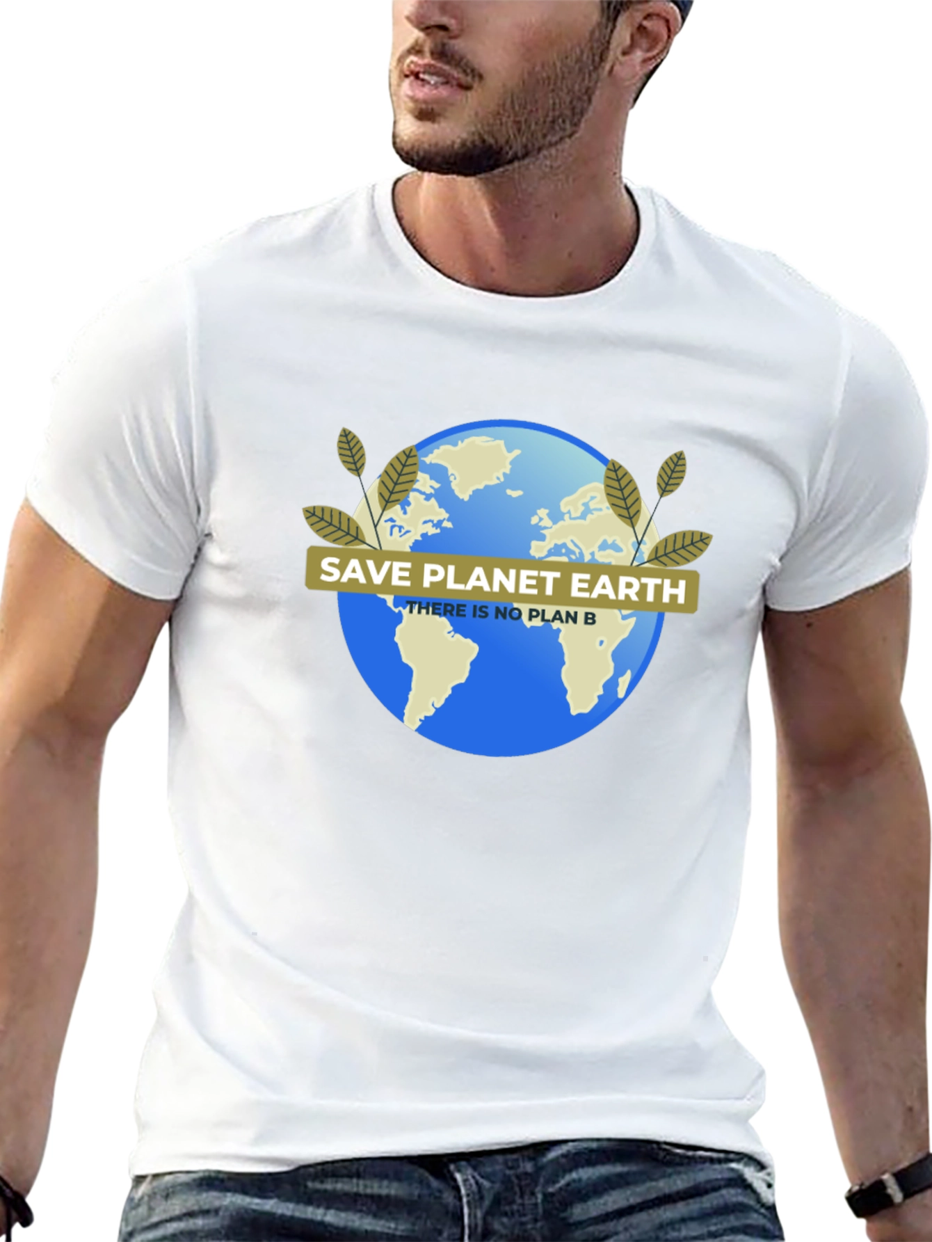 Black Save Planet Earth T-Shirt - Eco-Friendly Design view 13