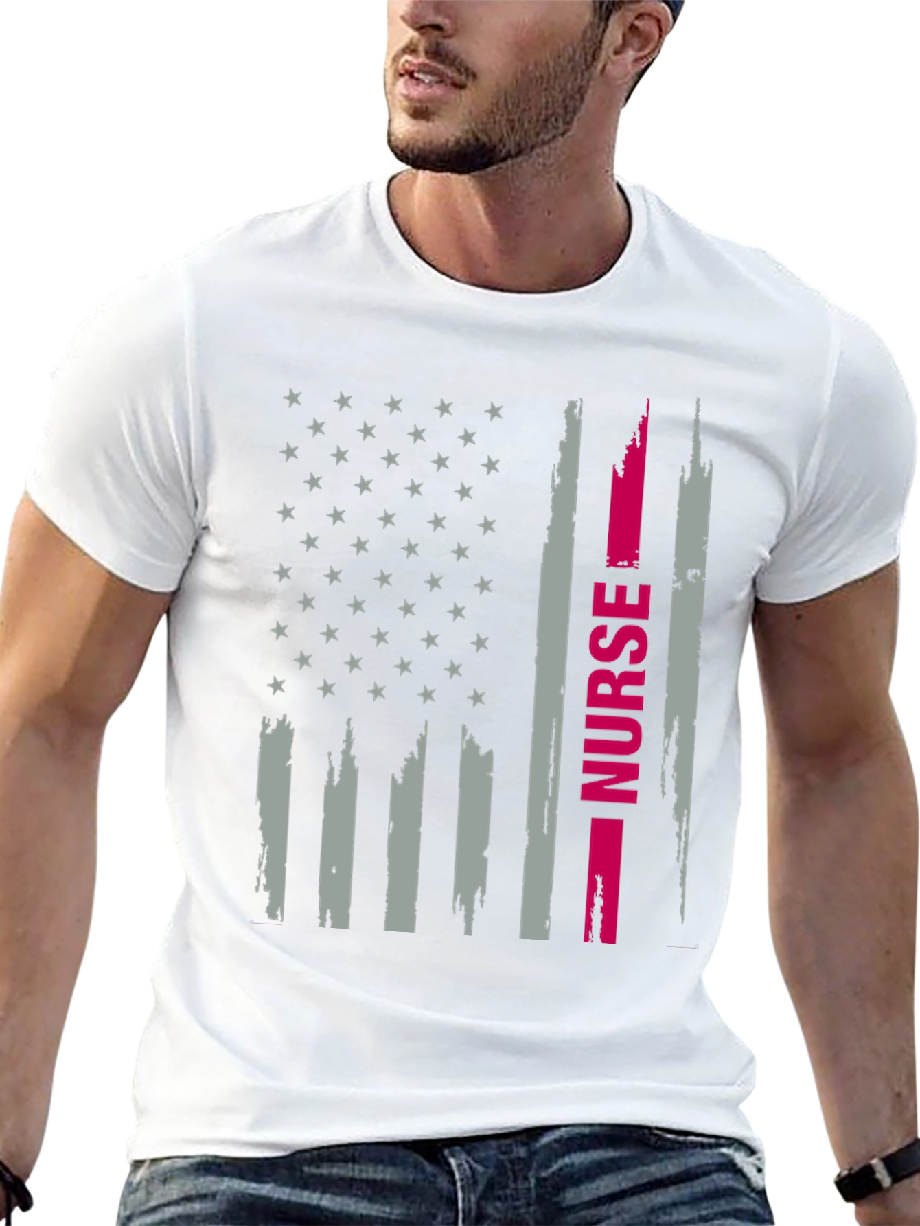 Black Nurse American Flag Graphic T-Shirt view 13