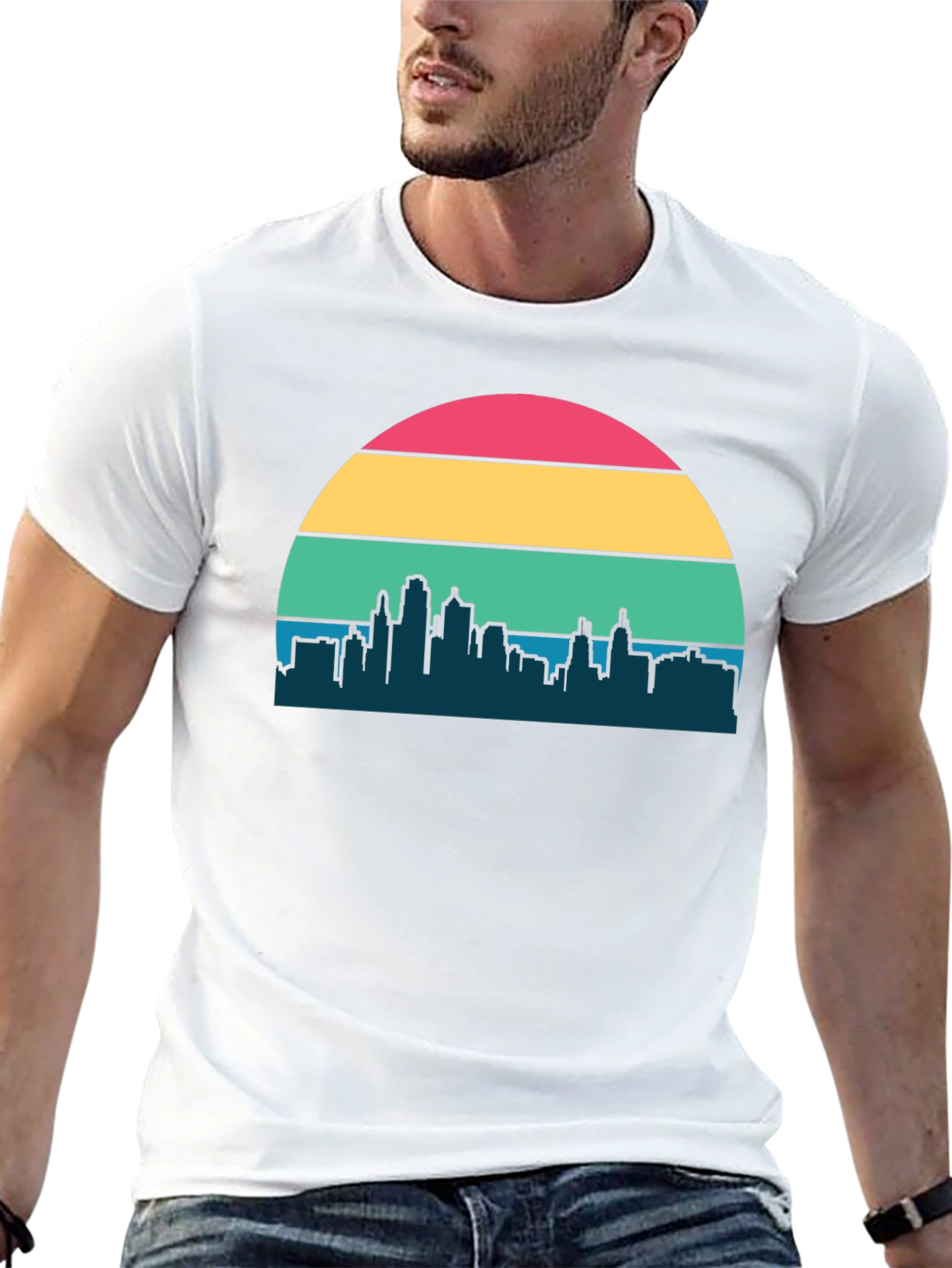 Black Retro Sunset Cityscape Graphic Tee view 13