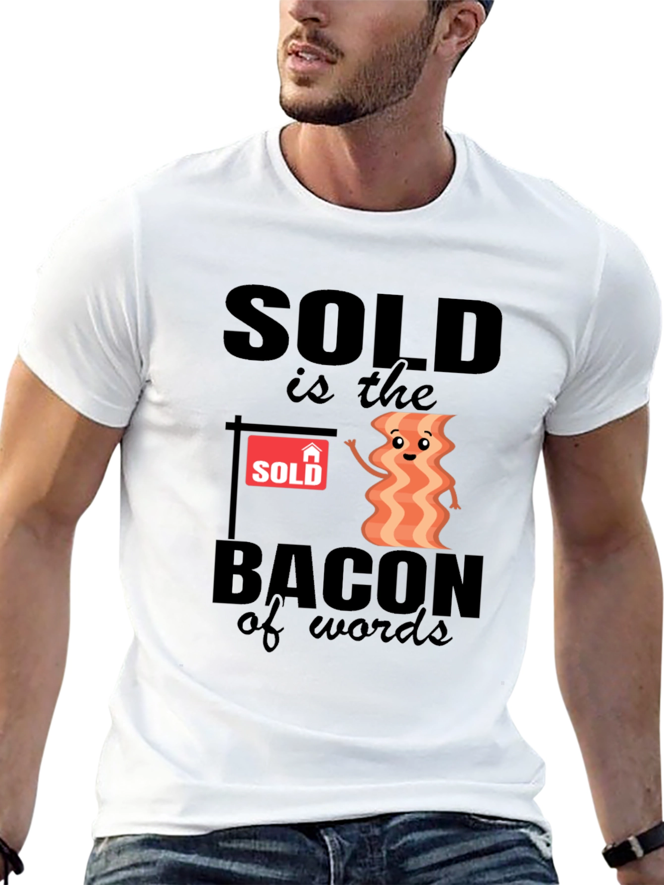 Black Bacon of Words T-Shirt - Funny Real Estate Tee view 13