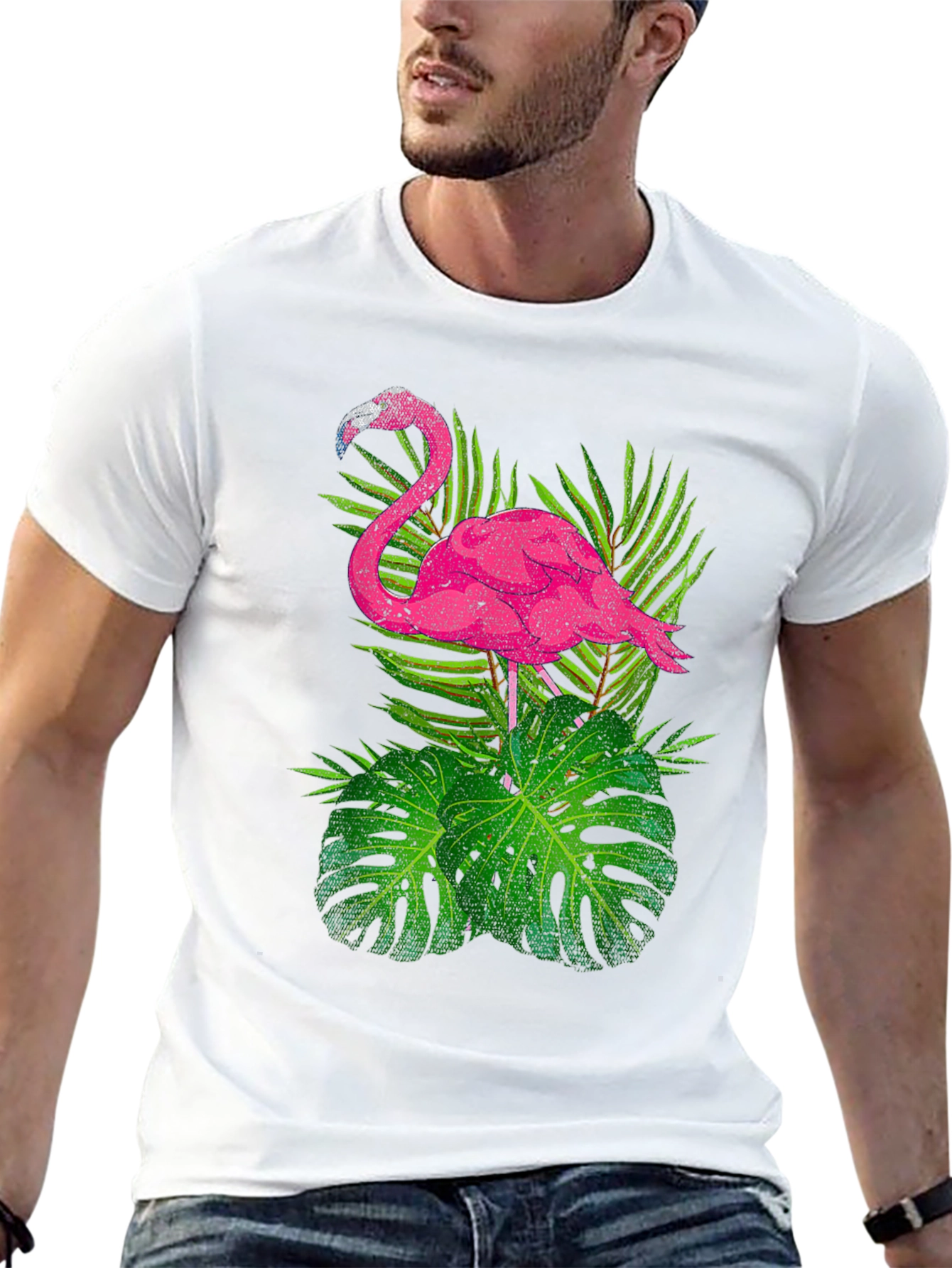 Black Tropical Flamingo Graphic T-Shirt view 13