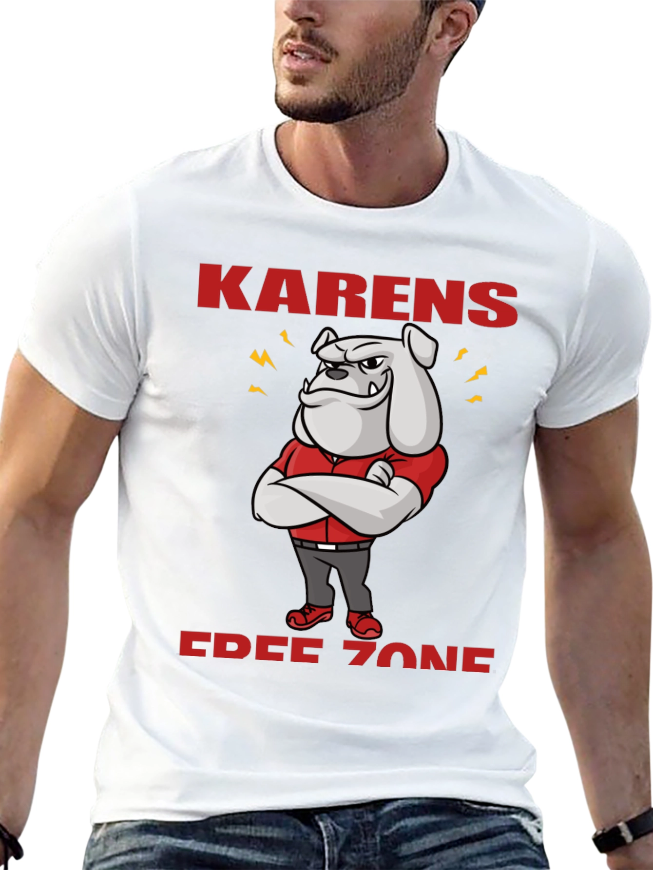 Black Karens Free Zone Bulldog T-Shirt view 13