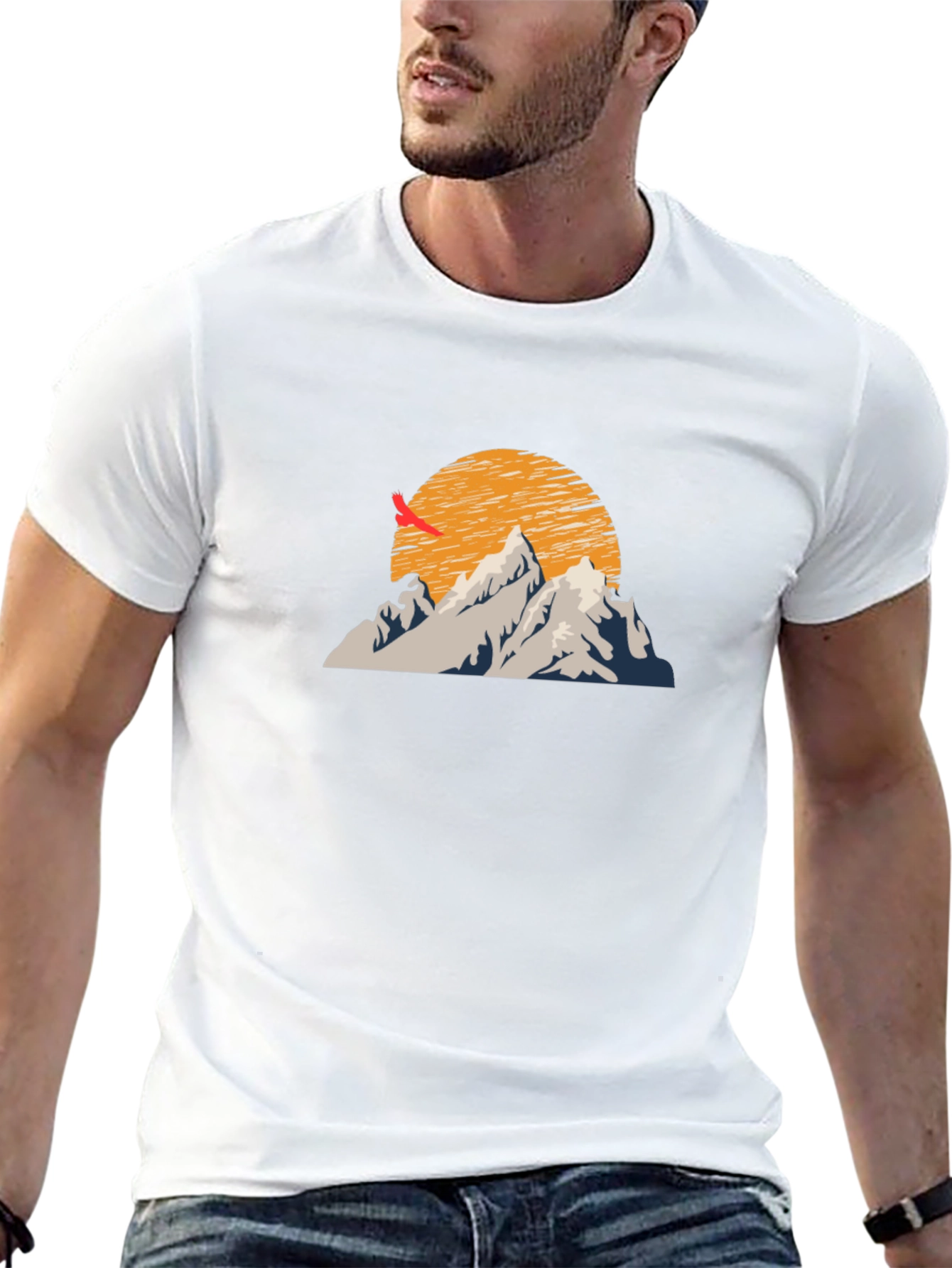 Black Mountain Sunset Graphic Tee - Stylish Black T-Shirt view 13