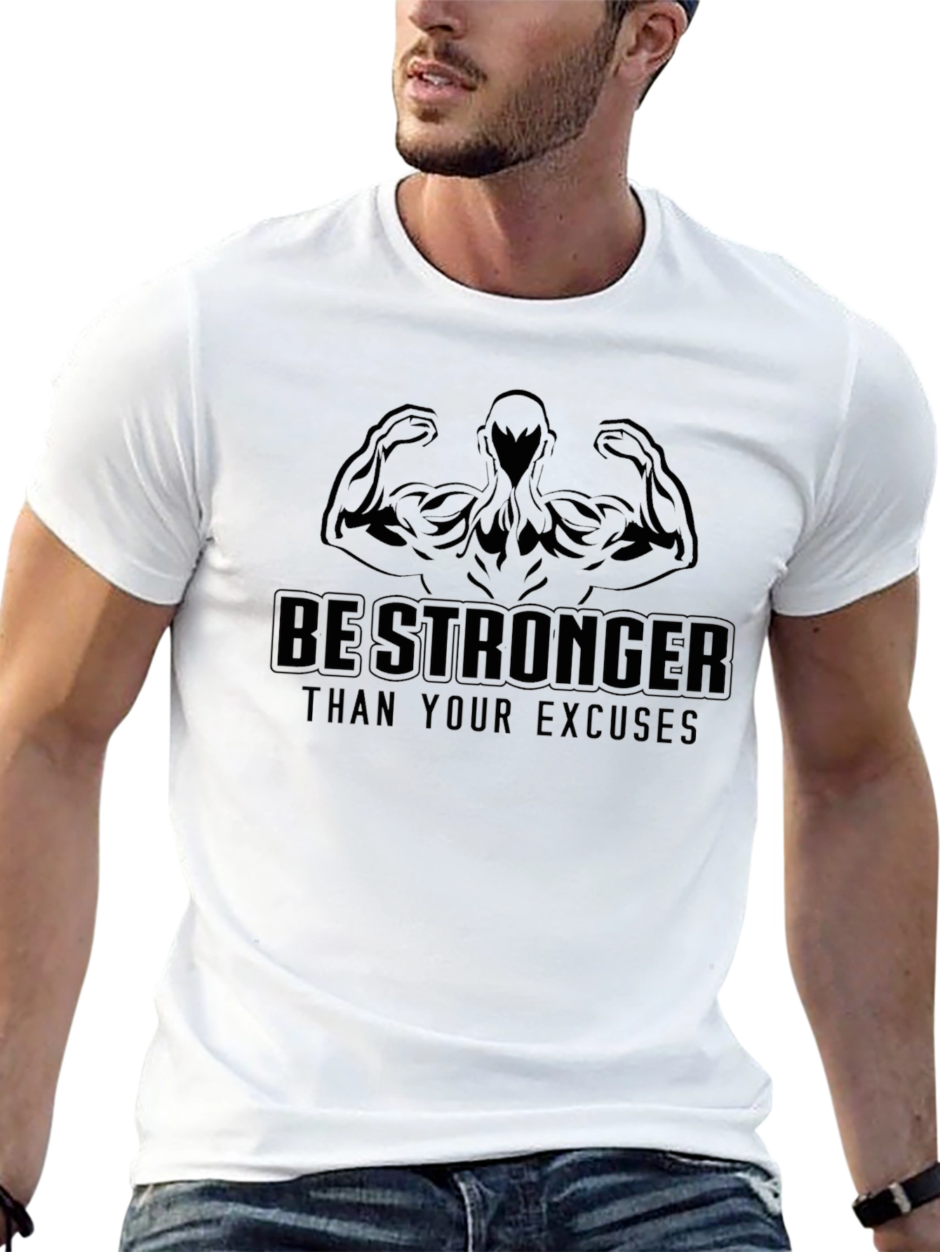 Black Be Stronger Than Your Excuses Black T-Shirt view 13