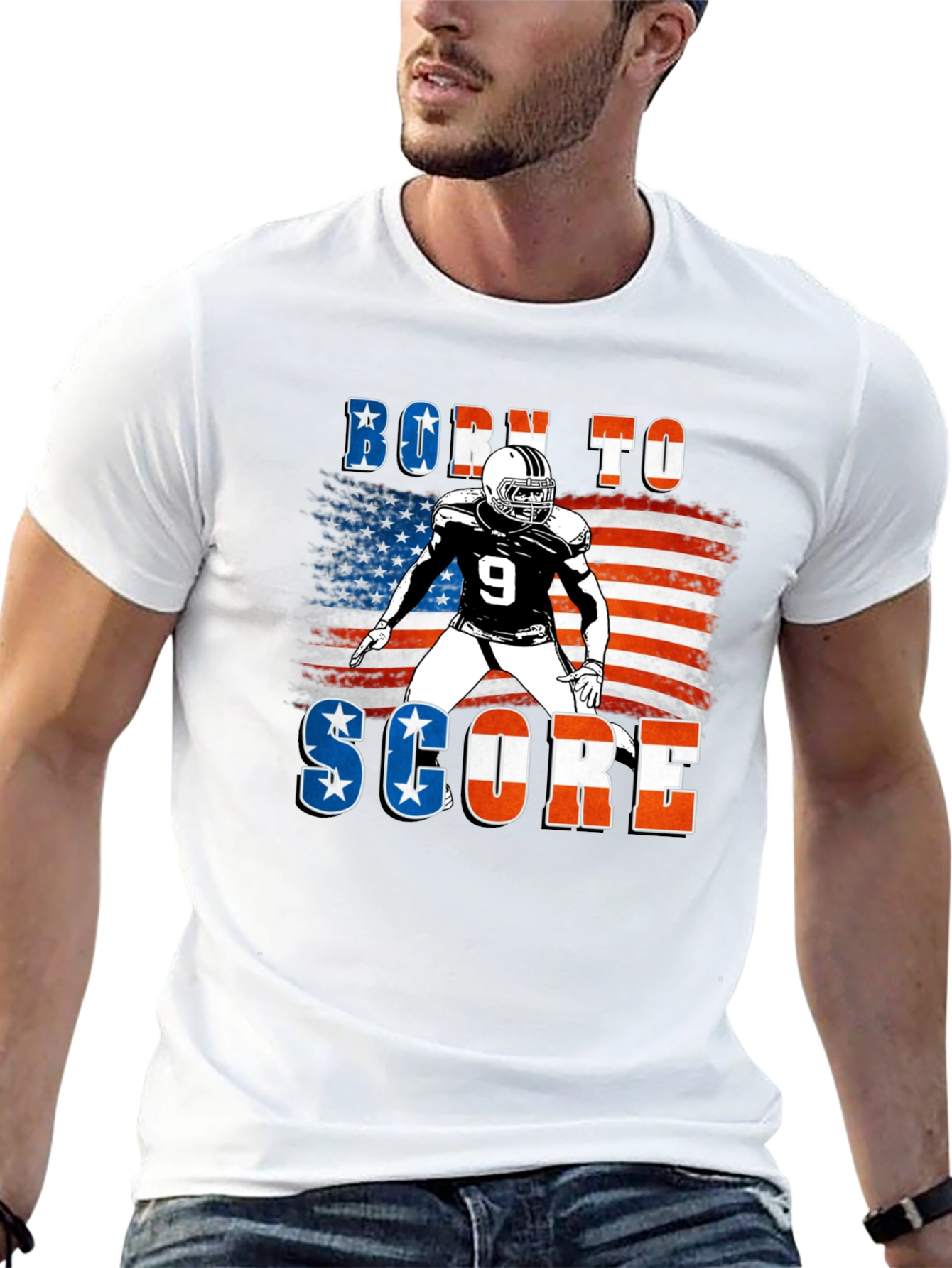 Black Born To Score Football Graphic Tee view 13