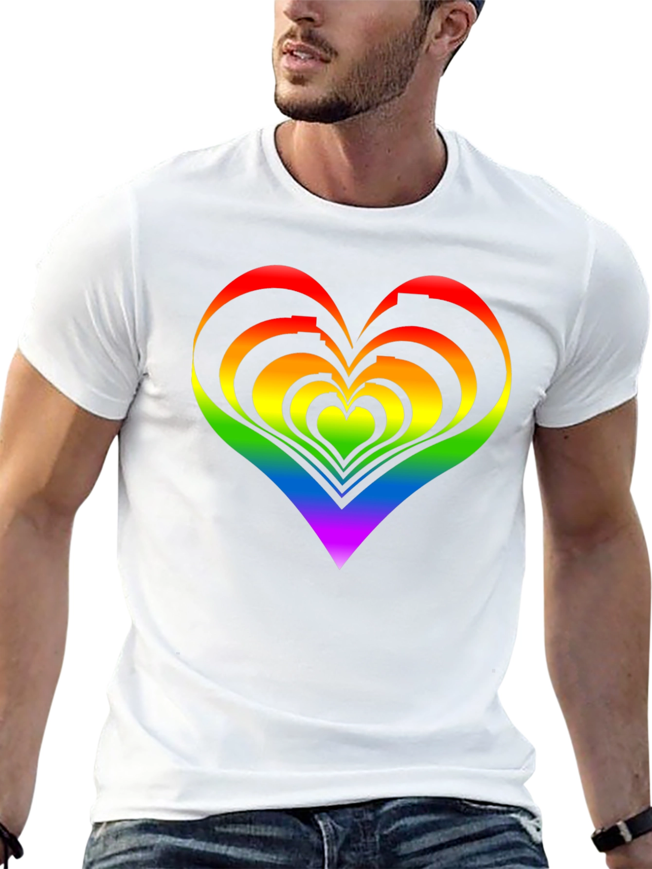 Black Rainbow Heart Graphic Tee - Pride Apparel view 13
