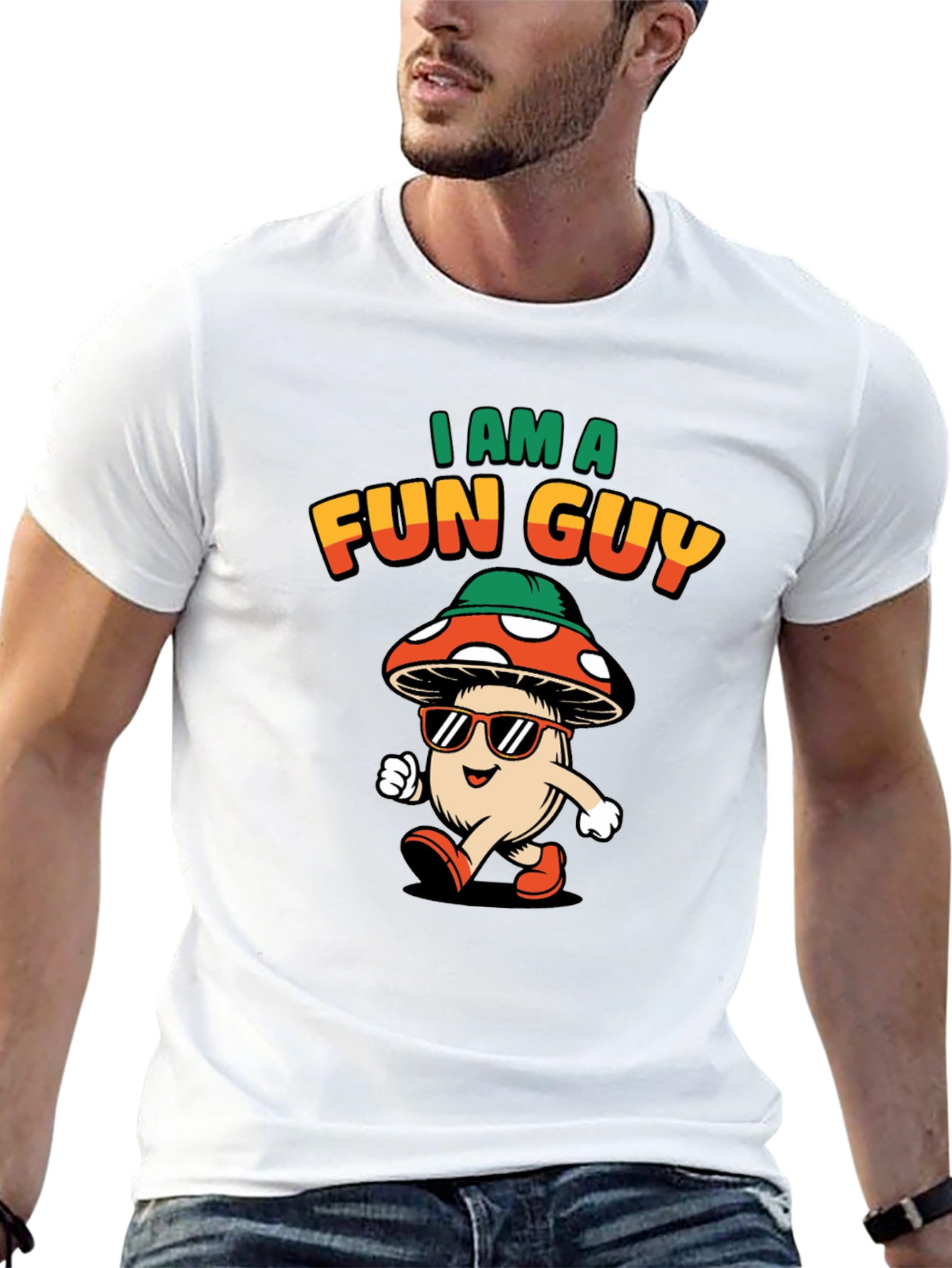 Black Fun Guy Graphic Tee - Cool Mushroom Shirt view 13
