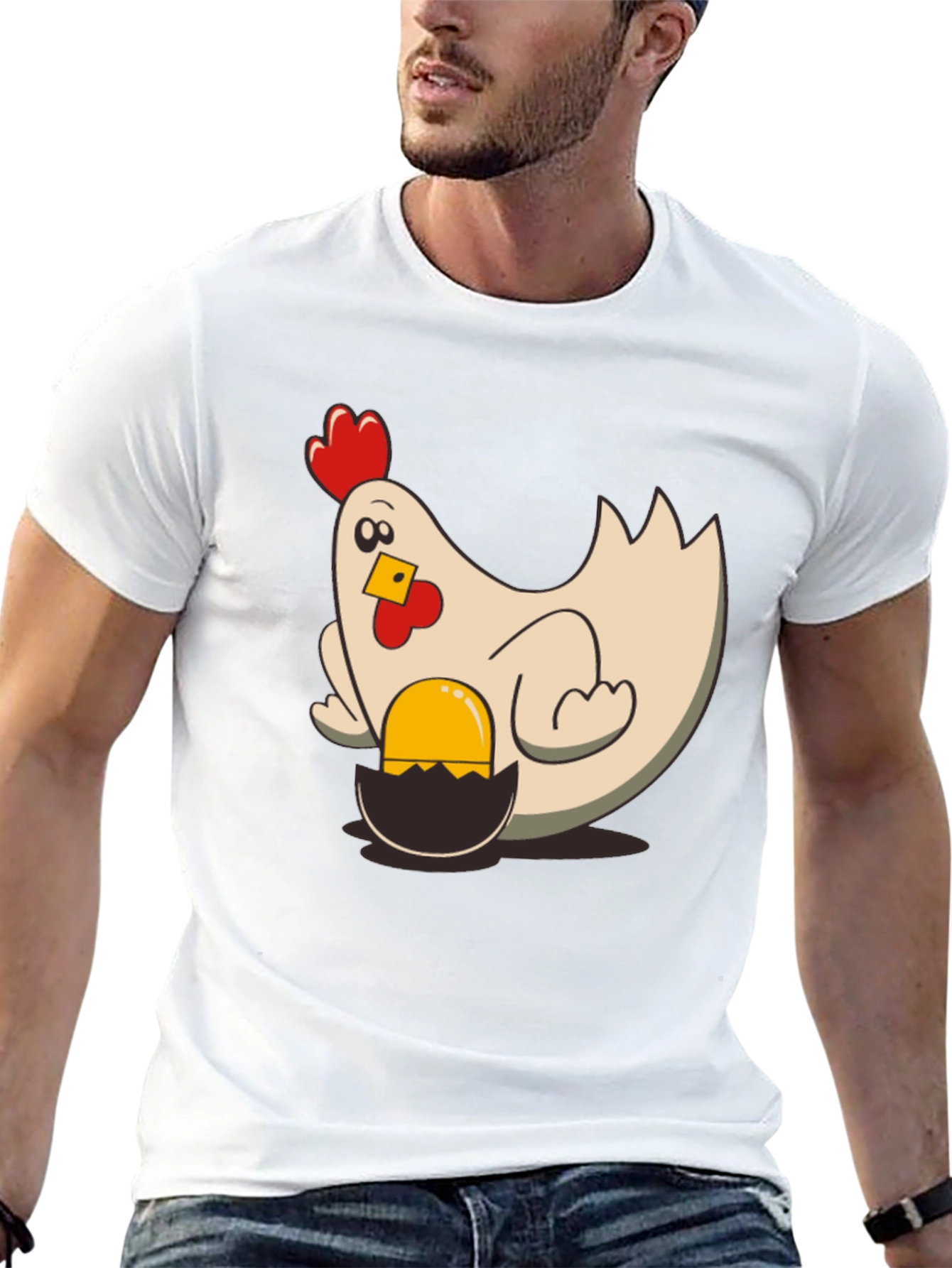 Black Funny Chicken and Egg T-Shirt - Novelty Graphic Tee view 13