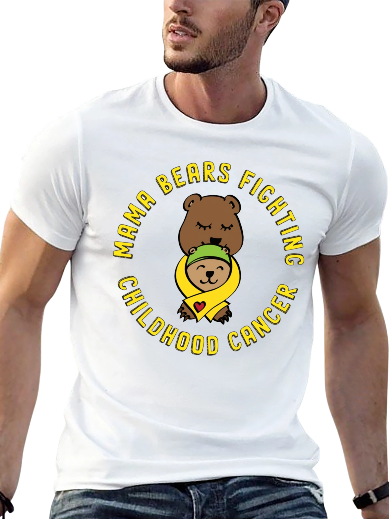 Black Mama Bears Fighting Childhood Cancer T-Shirt view 13