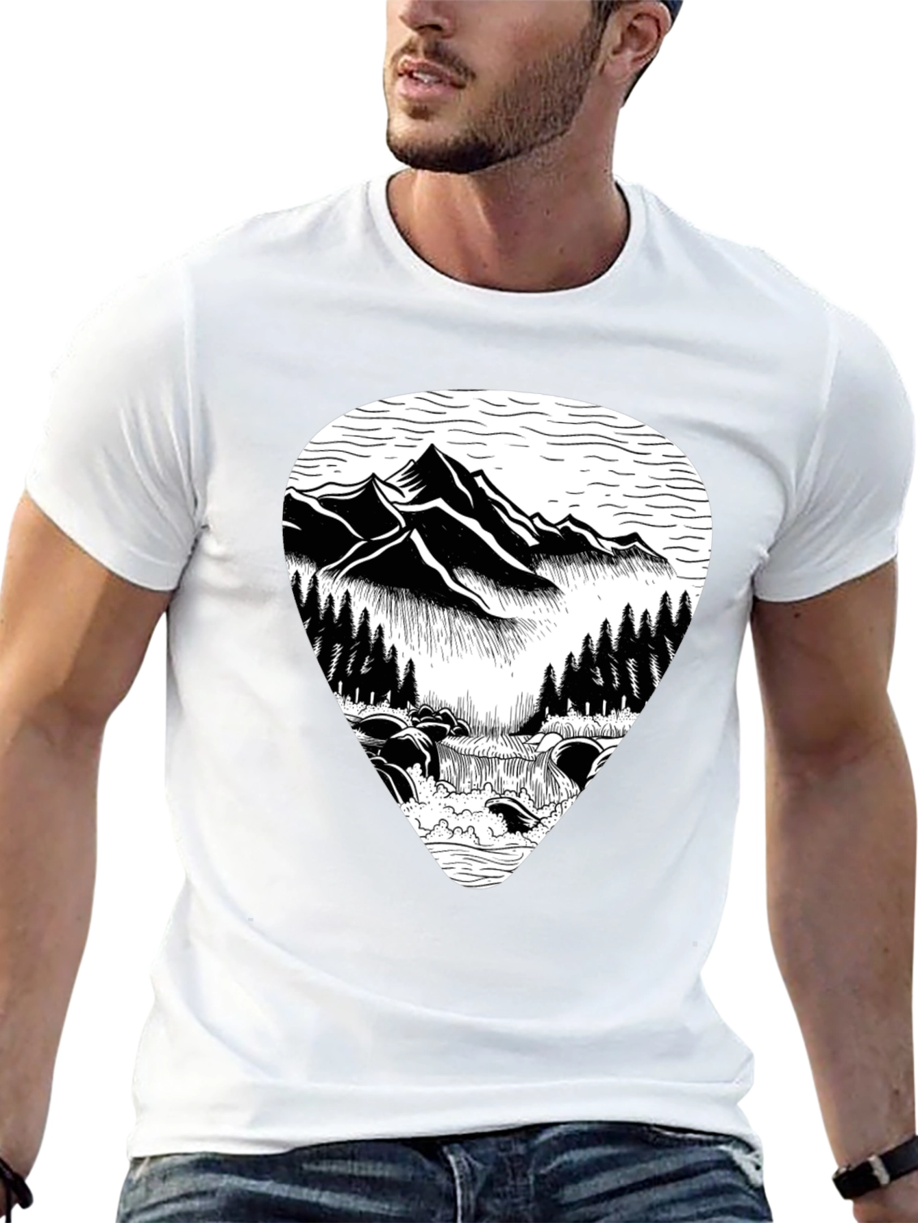 Mountain Scene Graphic Tee - Black - 13