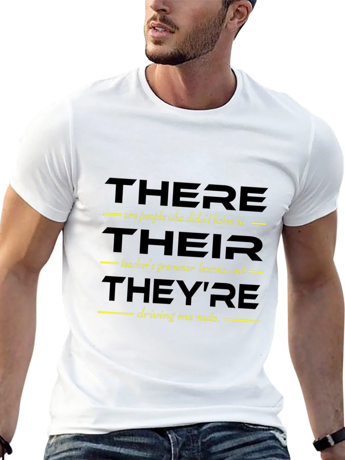 Black Grammar Humor T-Shirt - There/Their/They're view 13