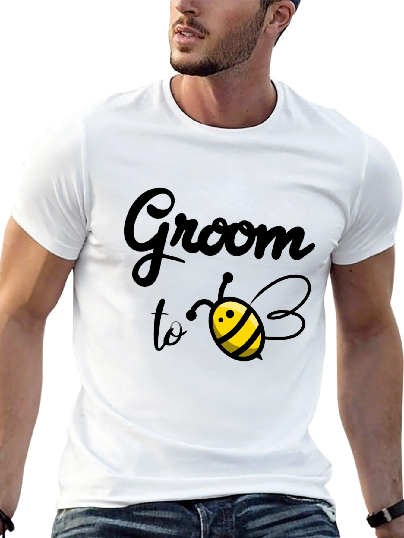 Black Groom to Bee T-Shirt - Black Cotton Blend view 13