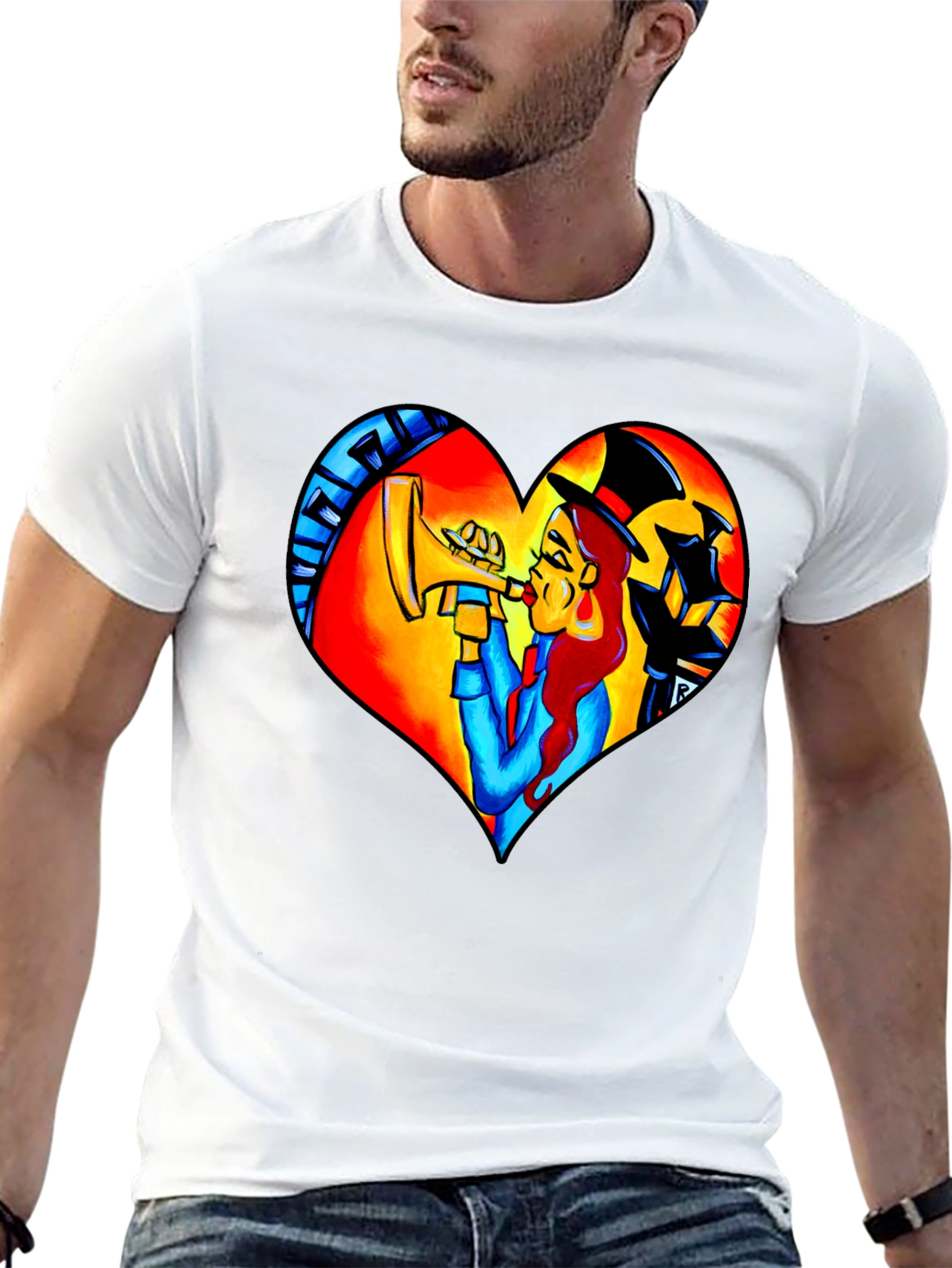 Black Jazz Heart T-Shirt - Musical Design view 13