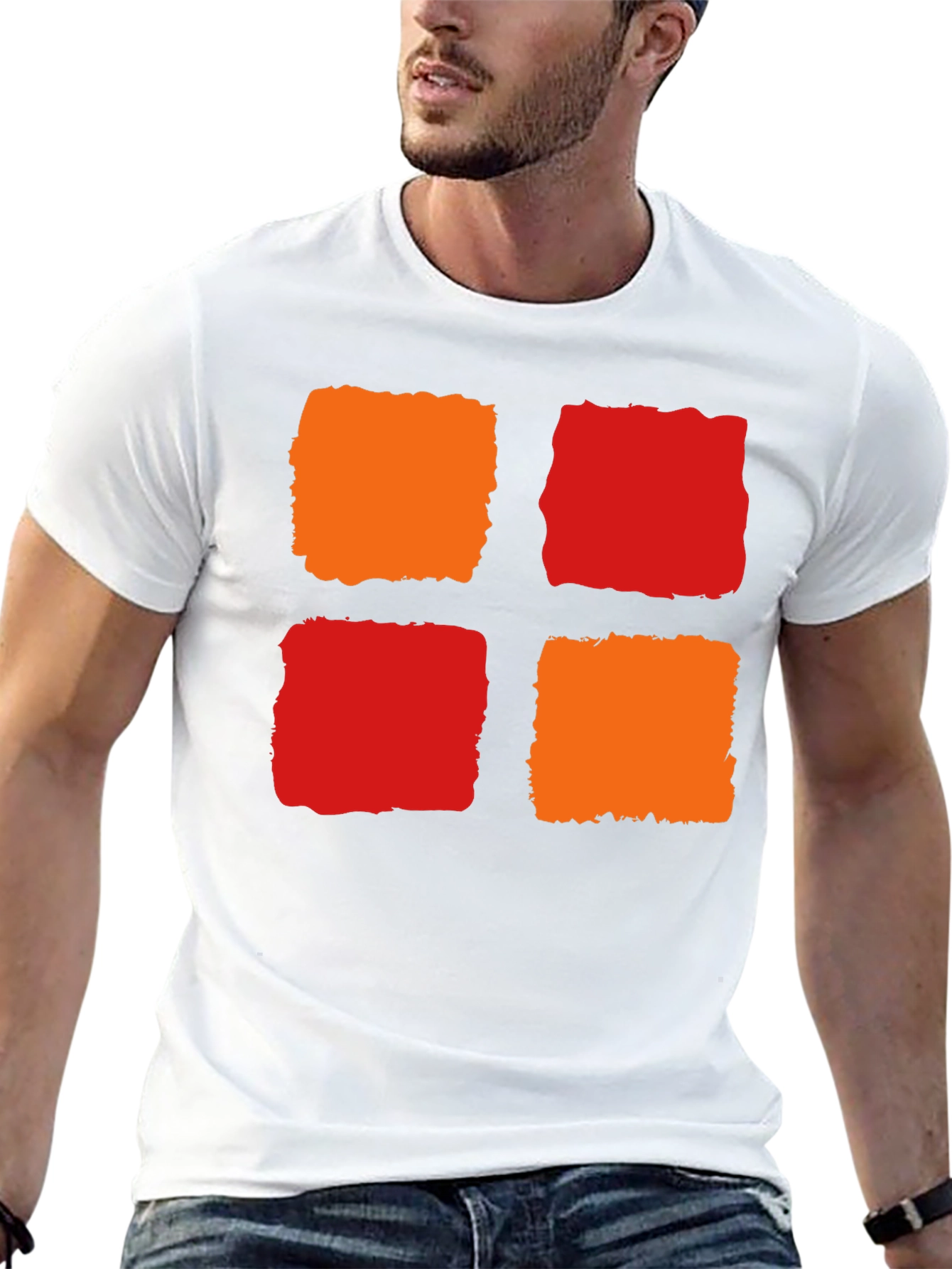 Black Abstract Block Print T-Shirt - Modern Graphic Tee view 13