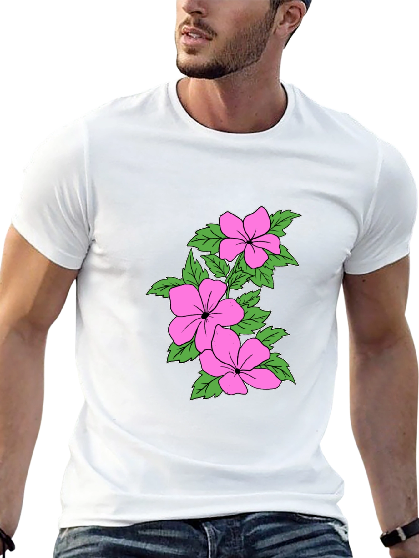 Black Floral Print Crew Neck T-Shirt - Black view 13