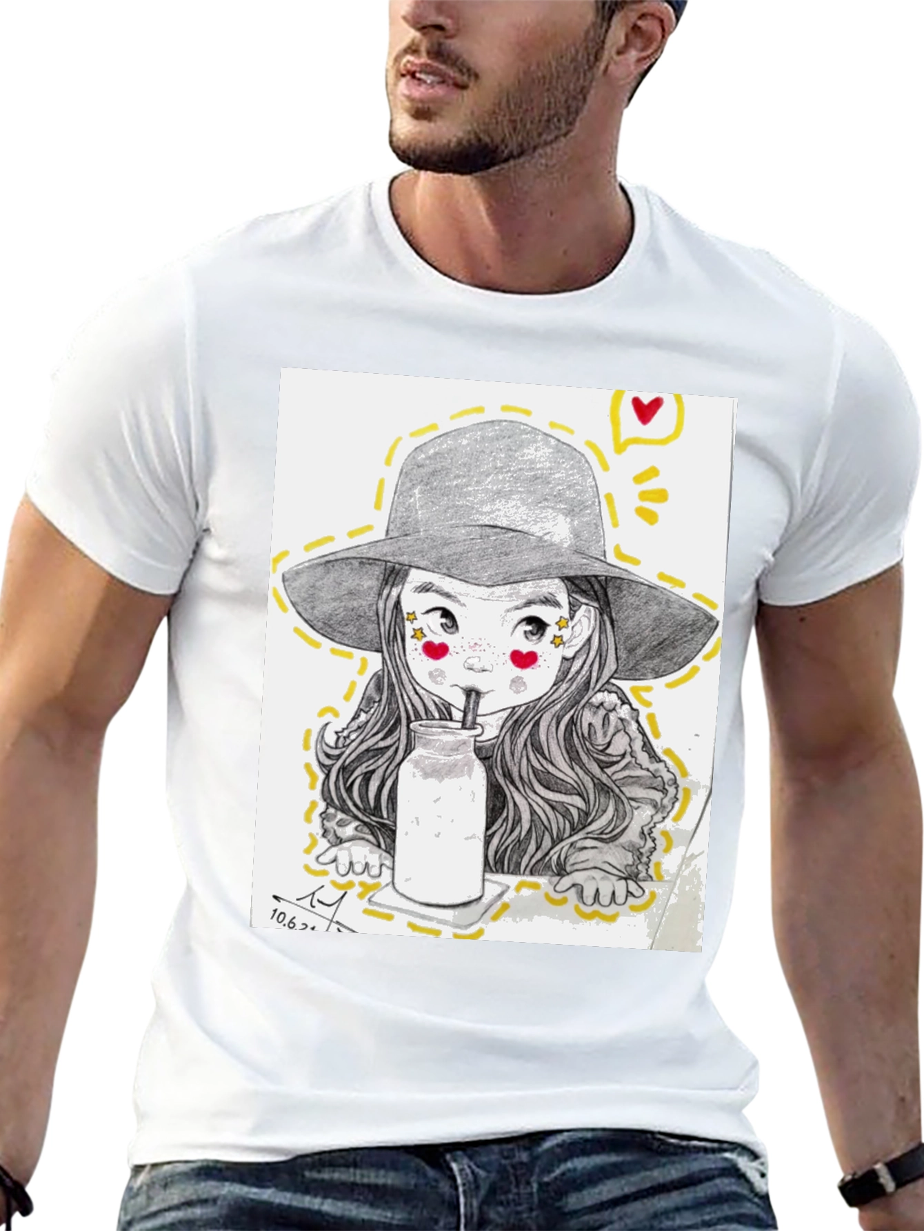 Black Charming Sketch Style Graphic Tee view 13