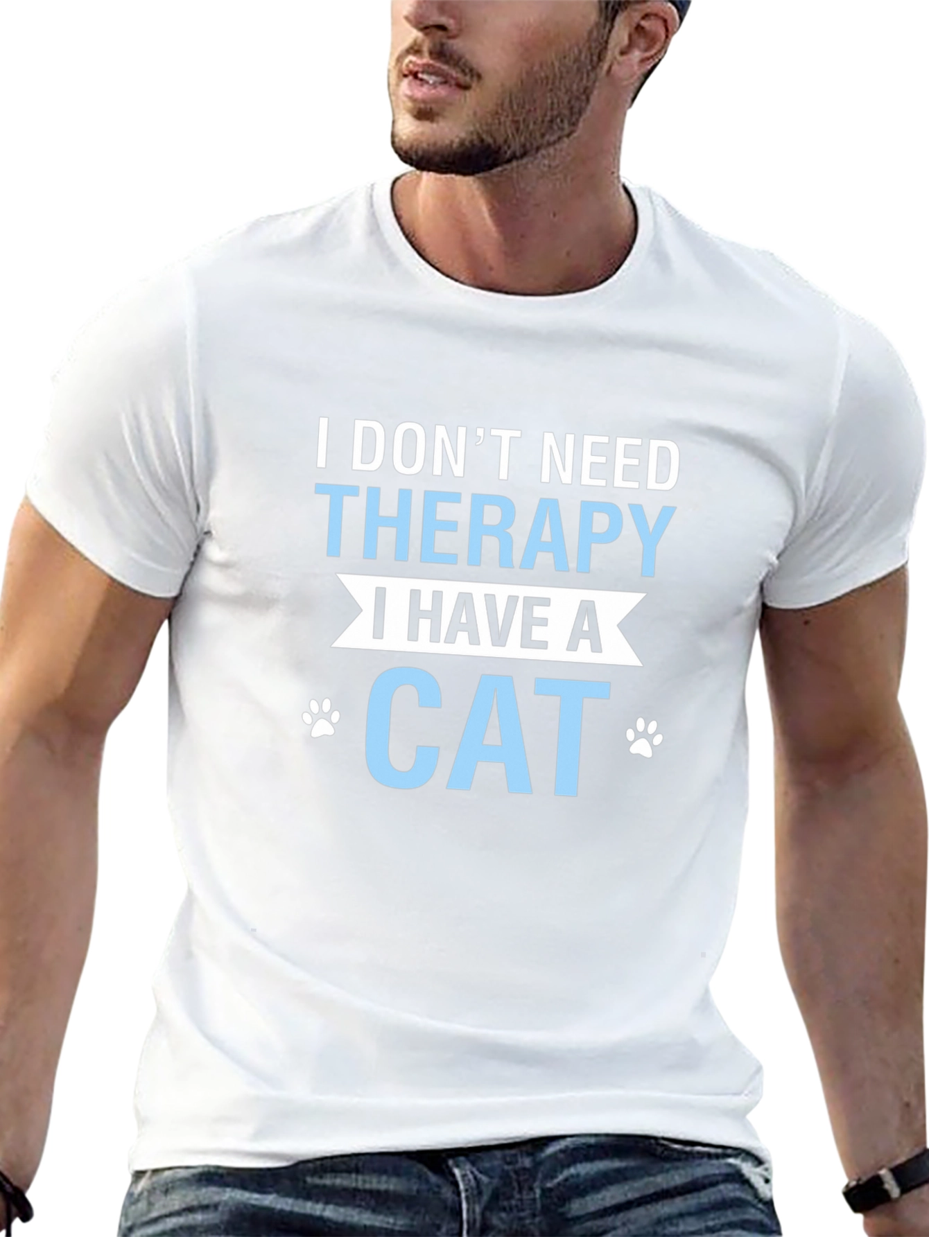 Black I Don't Need Therapy I Have A Cat T-Shirt view 13
