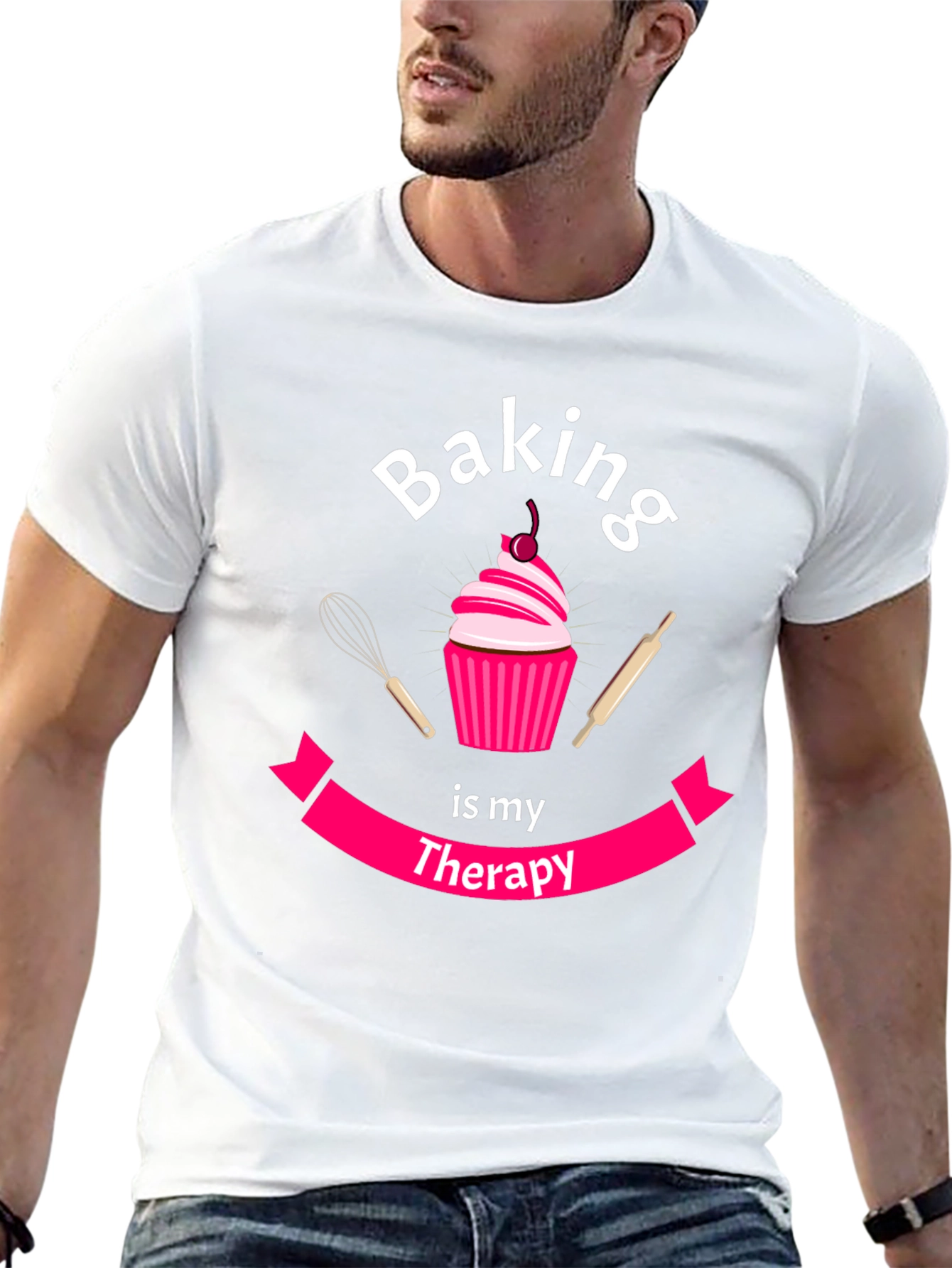 Black Baking is My Therapy T-Shirt - Cupcake Design view 13
