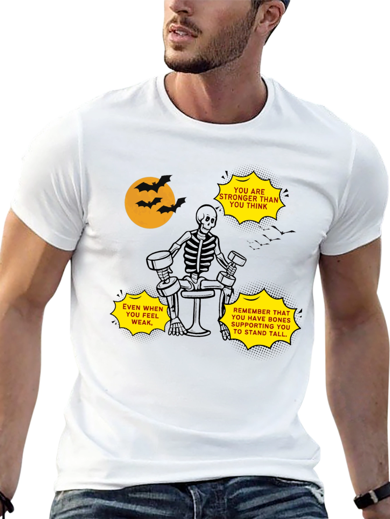 Black Motivational Skeleton Gym T-Shirt view 13