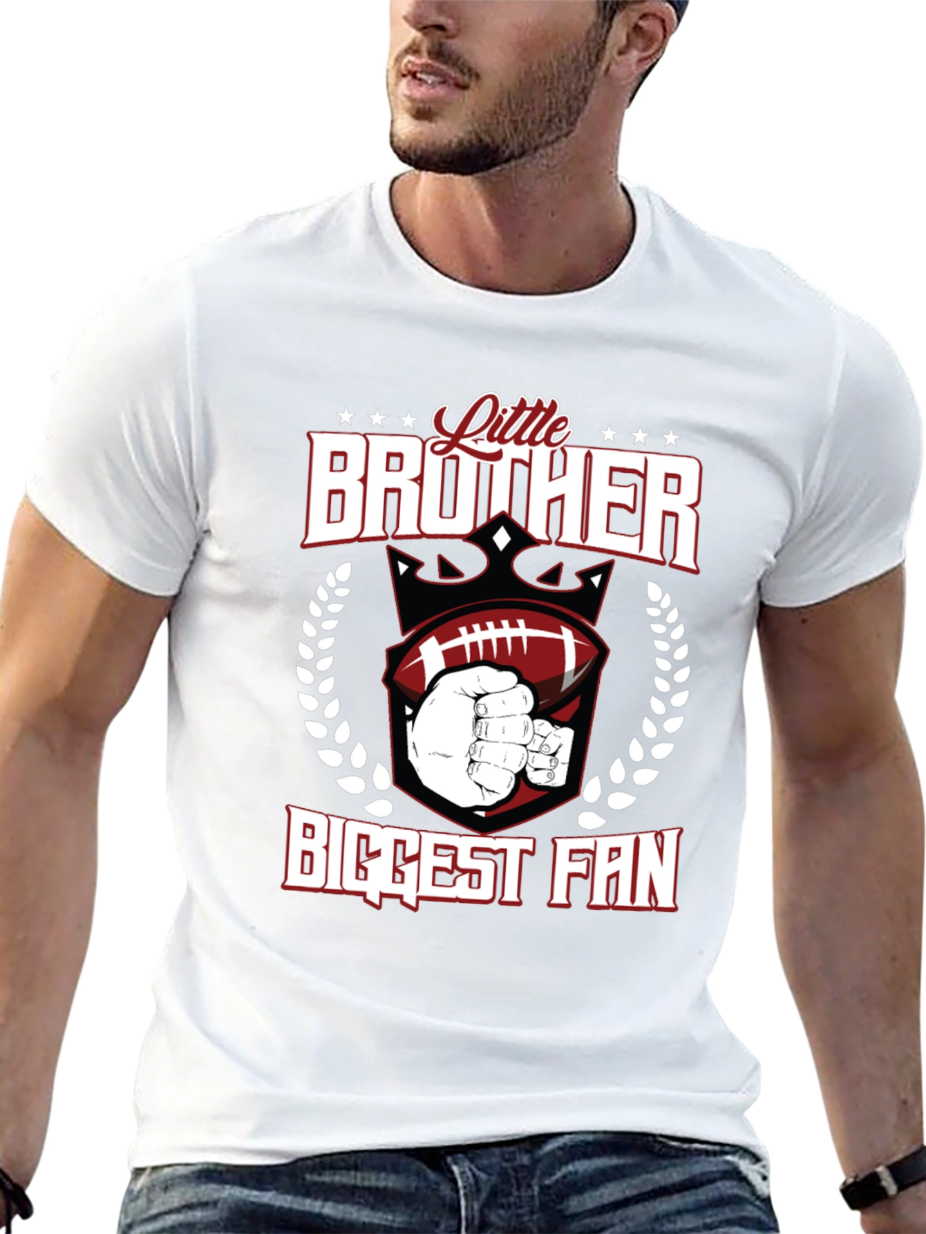 Black Little Brother Biggest Fan T-Shirt view 13