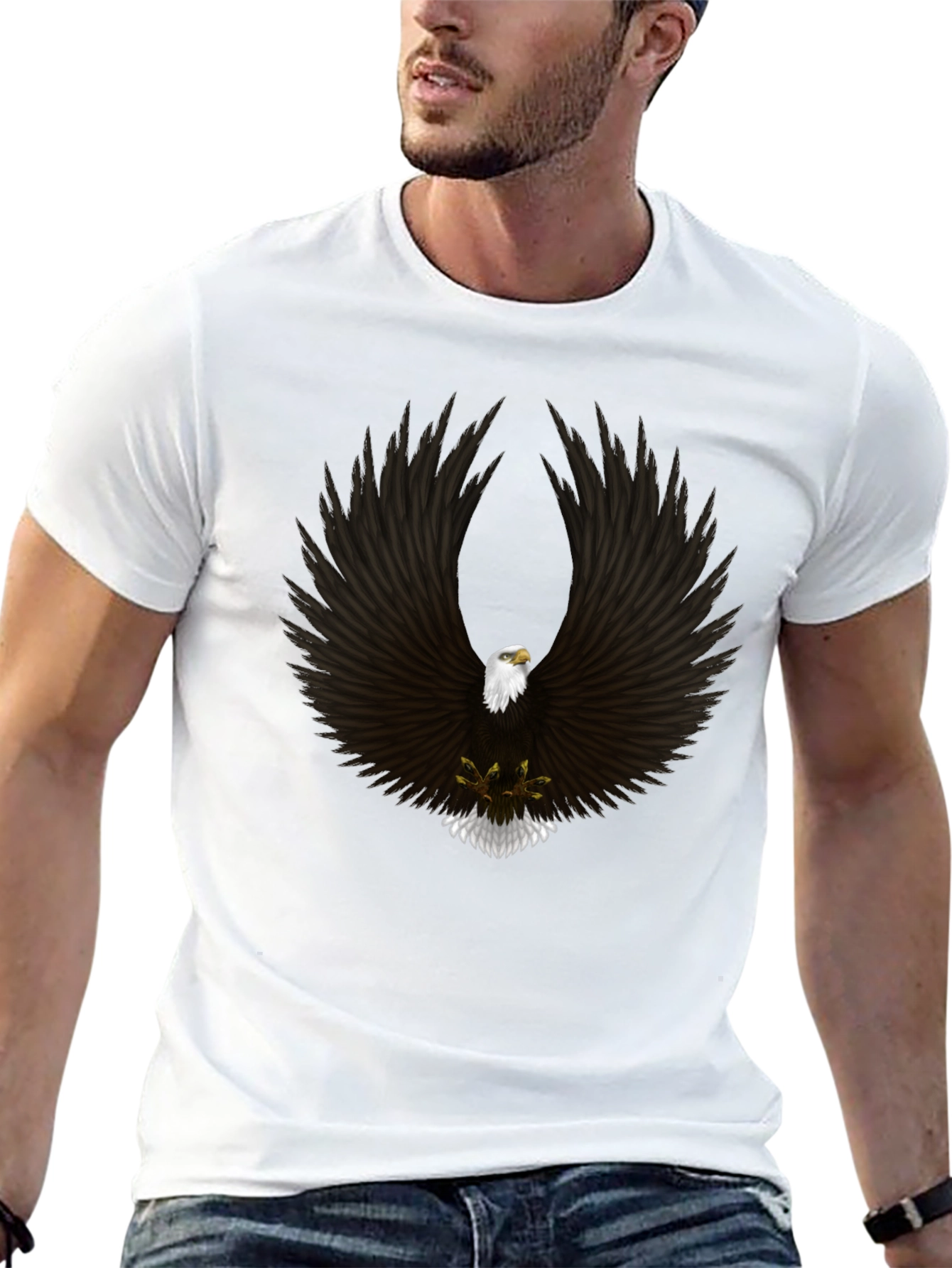 Black Eagle Wings Graphic Tee - Black Cotton Blend view 13