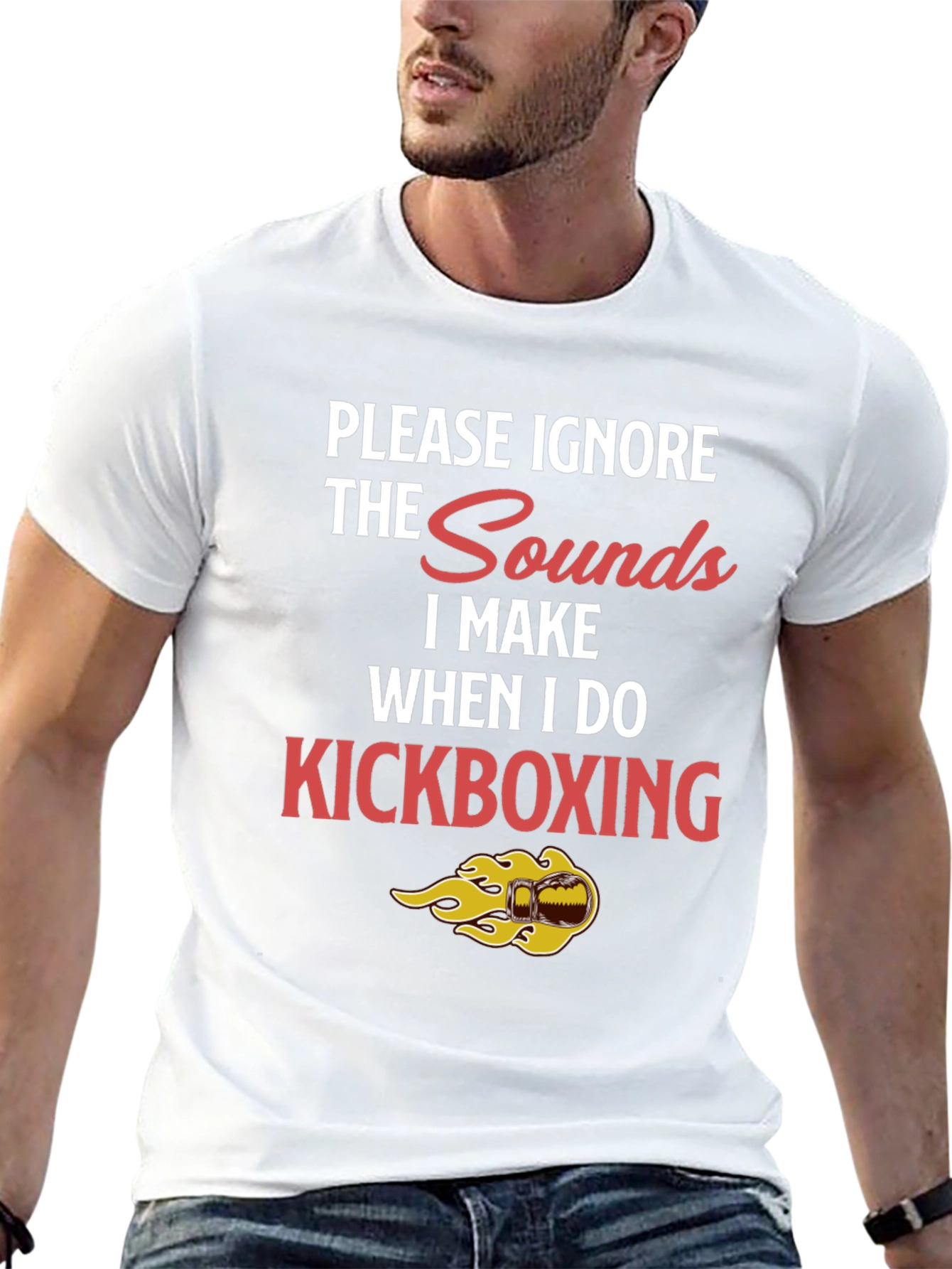 Black Kickboxing Sounds Funny Graphic Tee - Black view 13