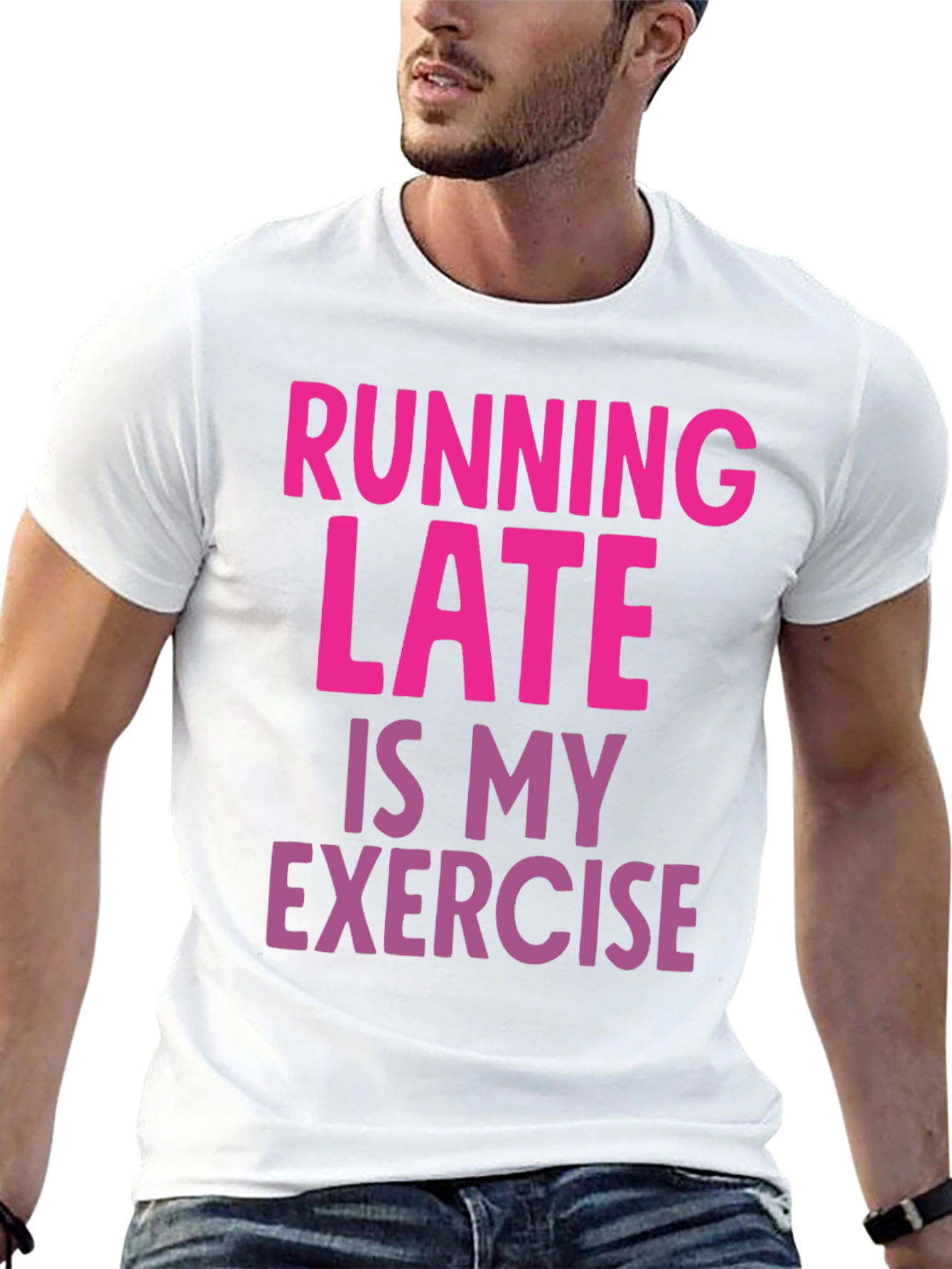 Black Funny Running Late Exercise Graphic T-Shirt view 13