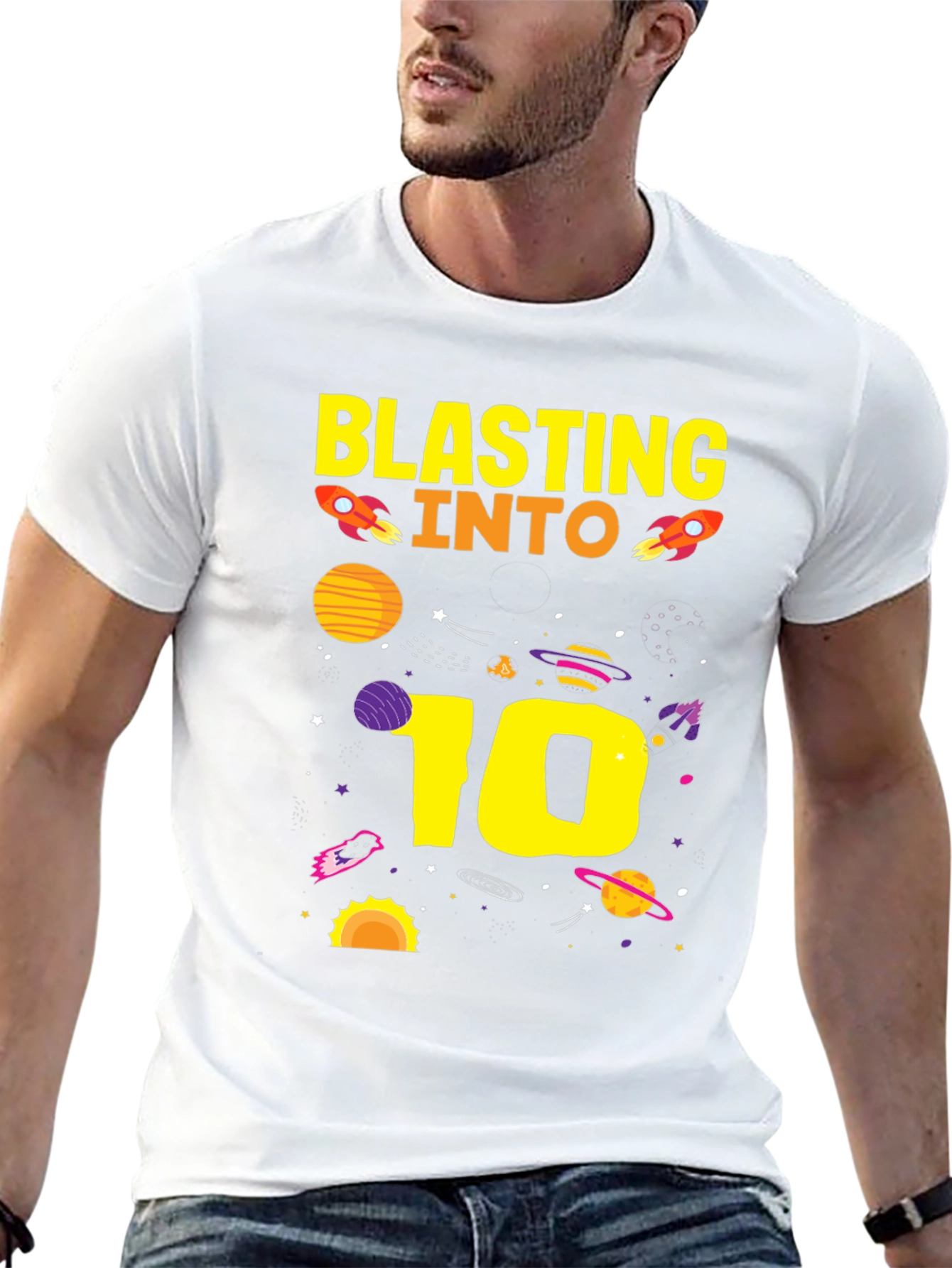 Black Blasting Into 10th Birthday T-Shirt view 13