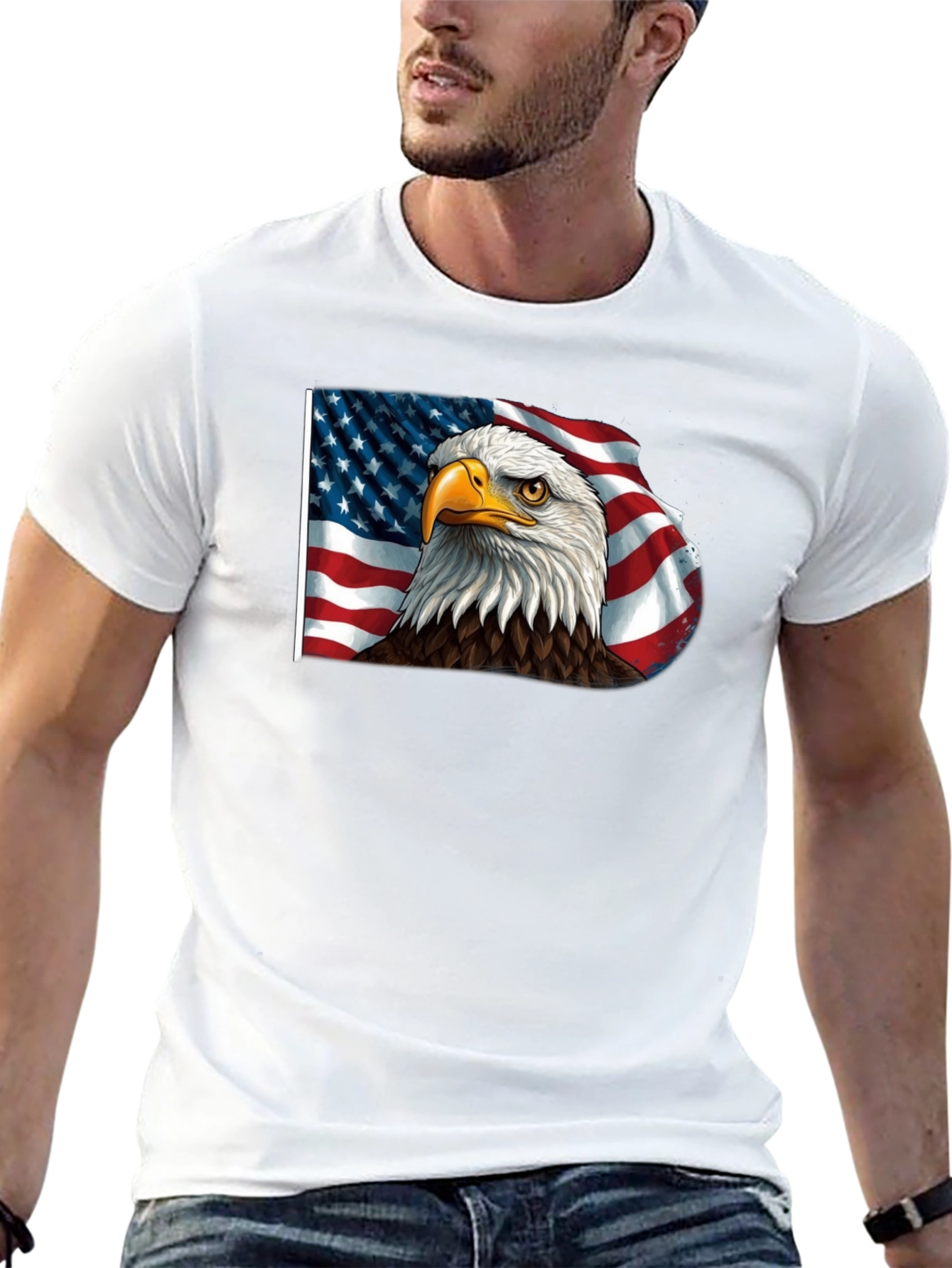 Black American Eagle Flag Graphic Tee - Patriotic Style view 13